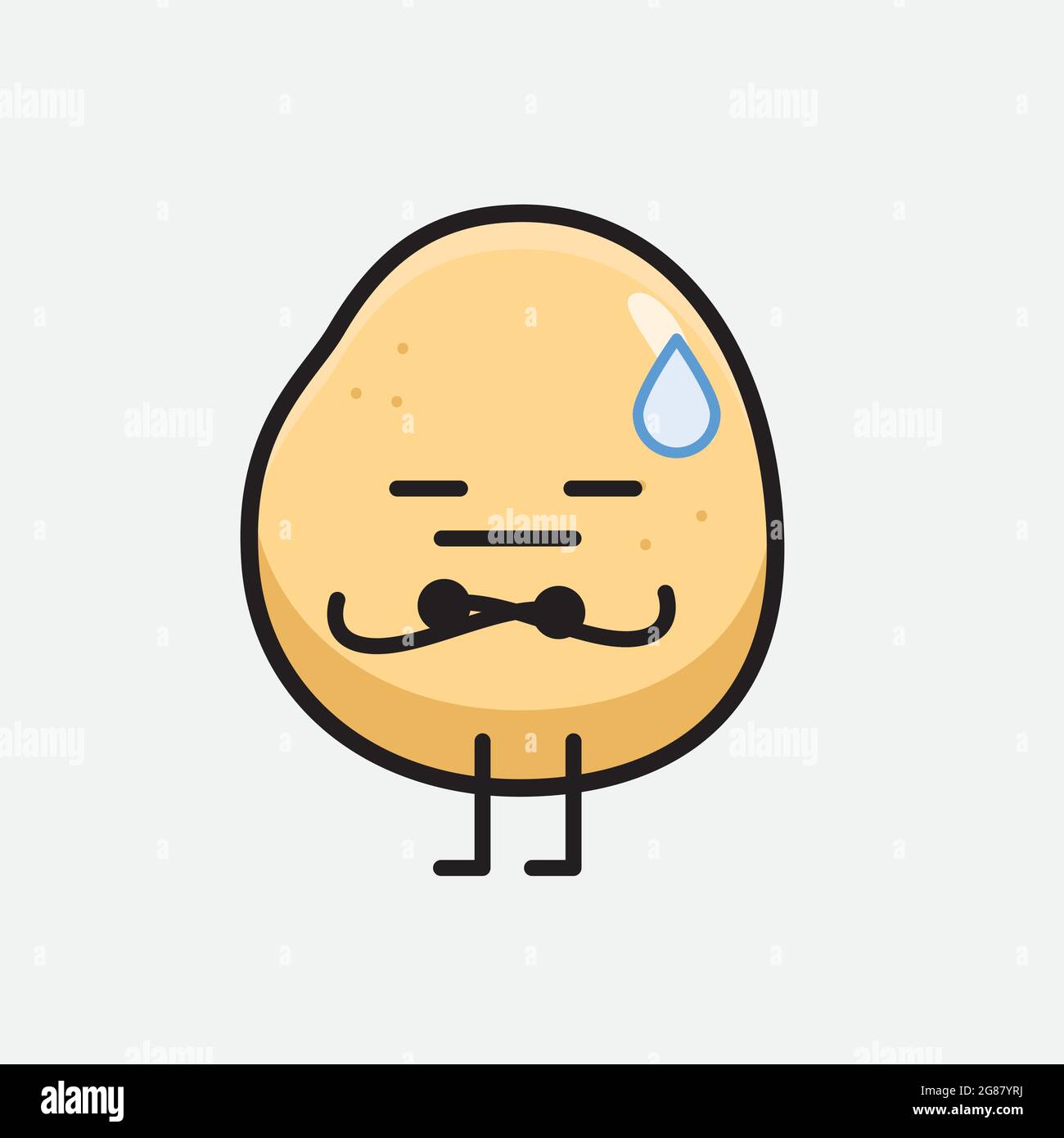 Illustration vectorielle du personnage de pomme de terre avec un visage mignon et un dessin simple de ligne de corps sur un arrière-plan isolé Illustration de Vecteur