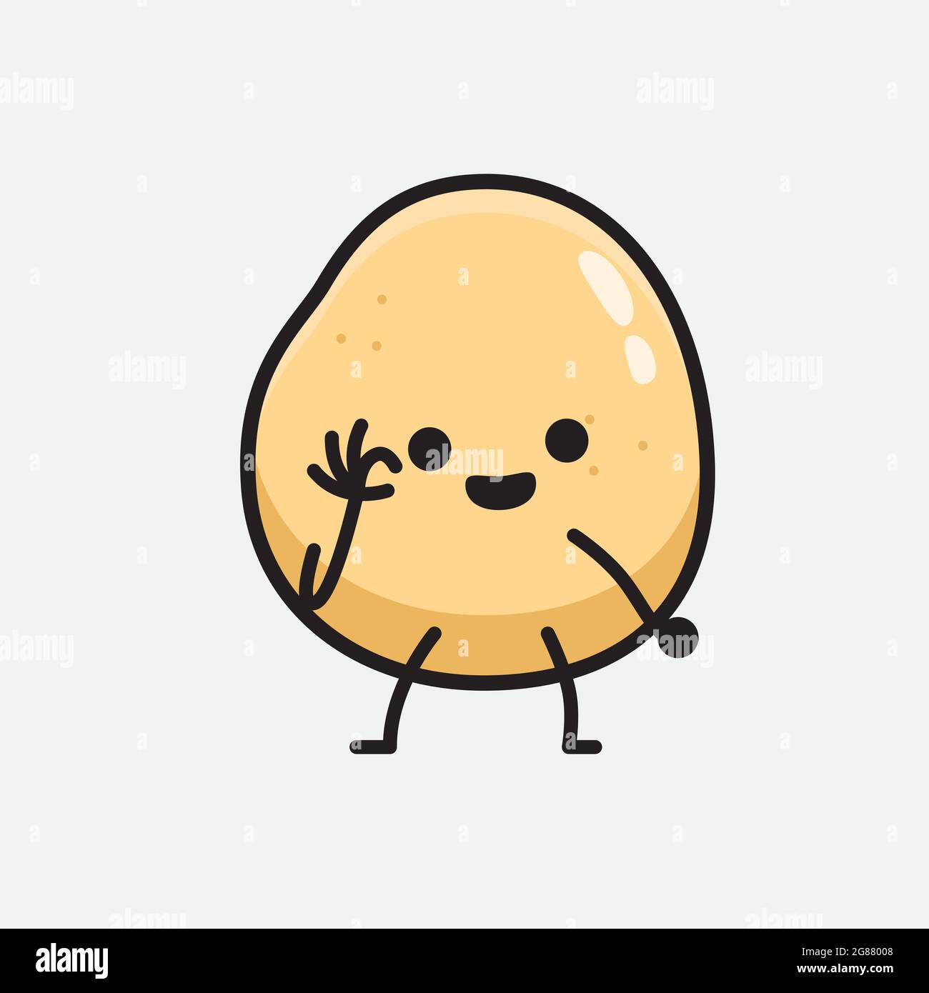 Illustration vectorielle du personnage de pomme de terre avec un visage mignon et un dessin simple de ligne de corps sur un arrière-plan isolé Illustration de Vecteur