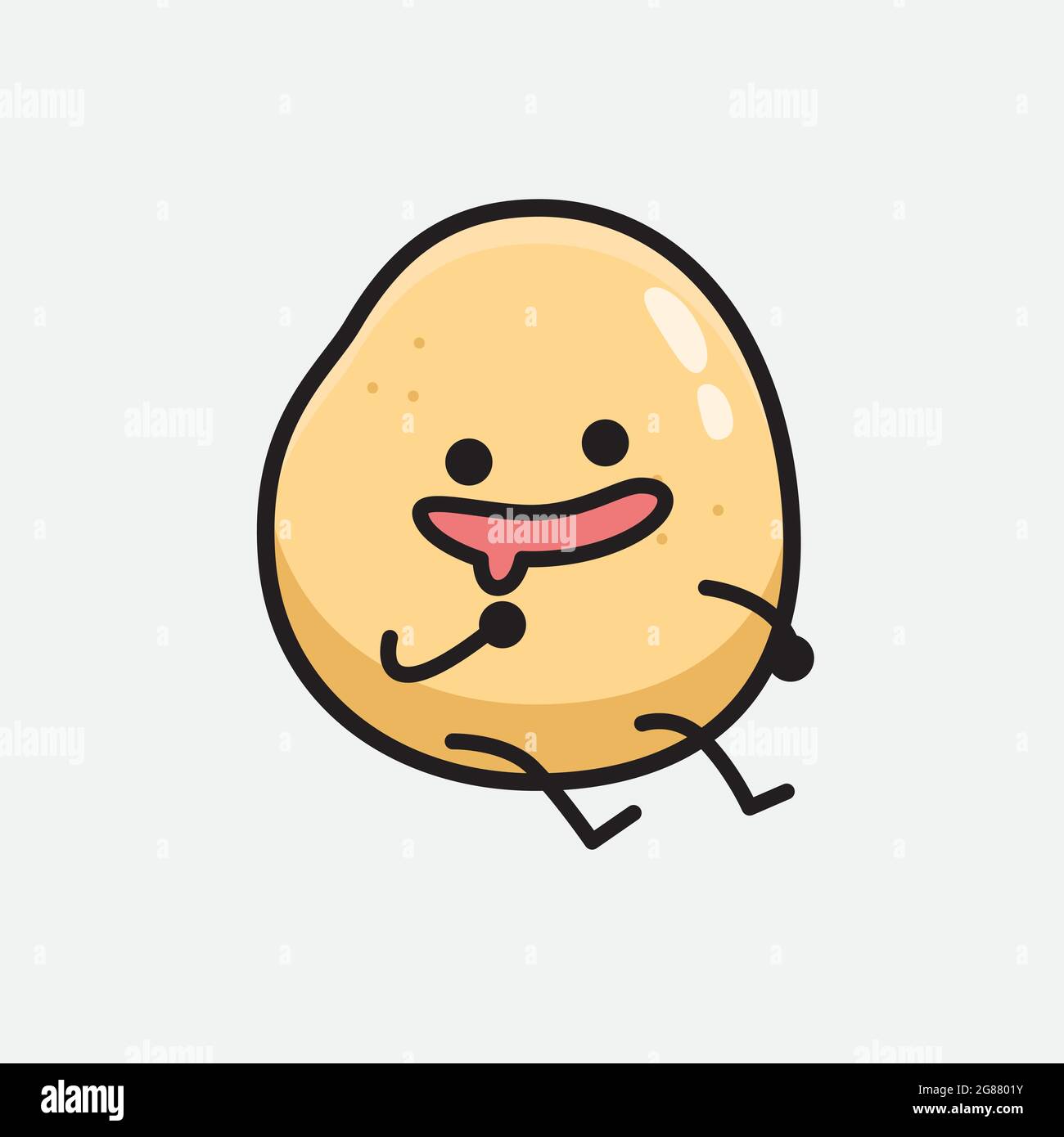 Illustration vectorielle du personnage de pomme de terre avec un visage mignon et un dessin simple de ligne de corps sur un arrière-plan isolé Illustration de Vecteur