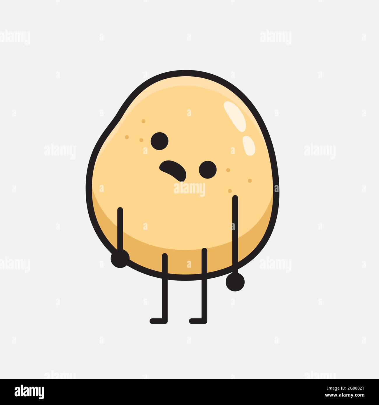 Illustration vectorielle du personnage de pomme de terre avec un visage mignon et un dessin simple de ligne de corps sur un arrière-plan isolé Illustration de Vecteur