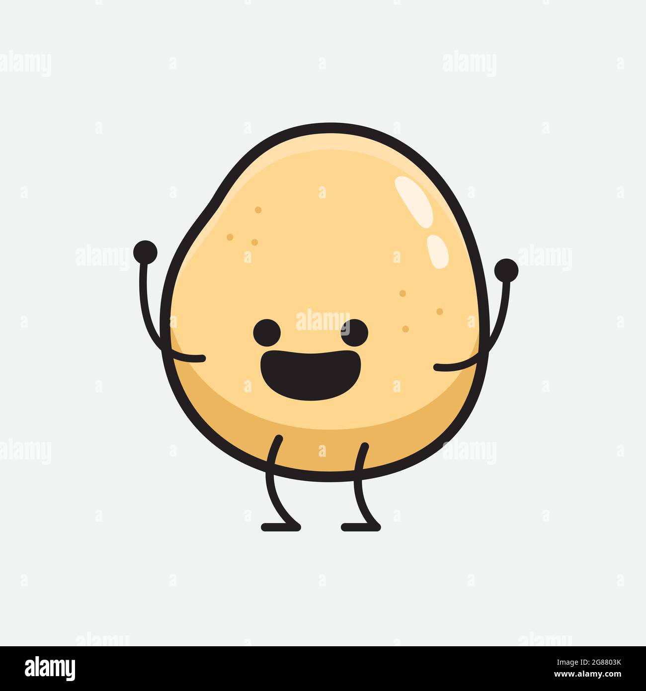 Illustration vectorielle du personnage de pomme de terre avec un visage mignon et un dessin simple de ligne de corps sur un arrière-plan isolé Illustration de Vecteur