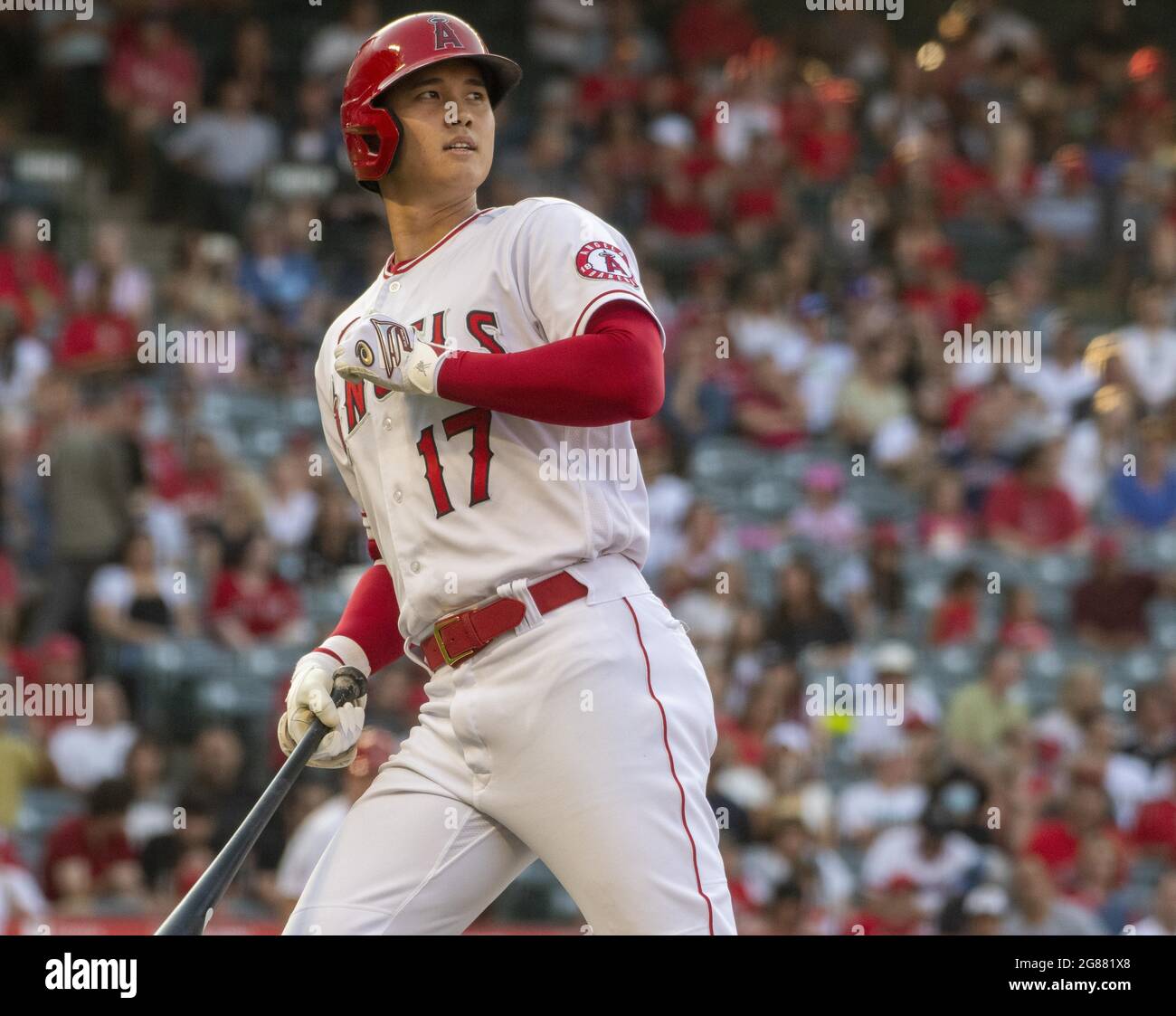 Anaheim, États-Unis. 17 juillet 2021. Dans le match contre les Seattle Mariners à Angel Stadium à Anaheim le samedi 17 juillet 2021. Photo de Michael Goulding/UPI crédit: UPI/Alay Live News Banque D'Images