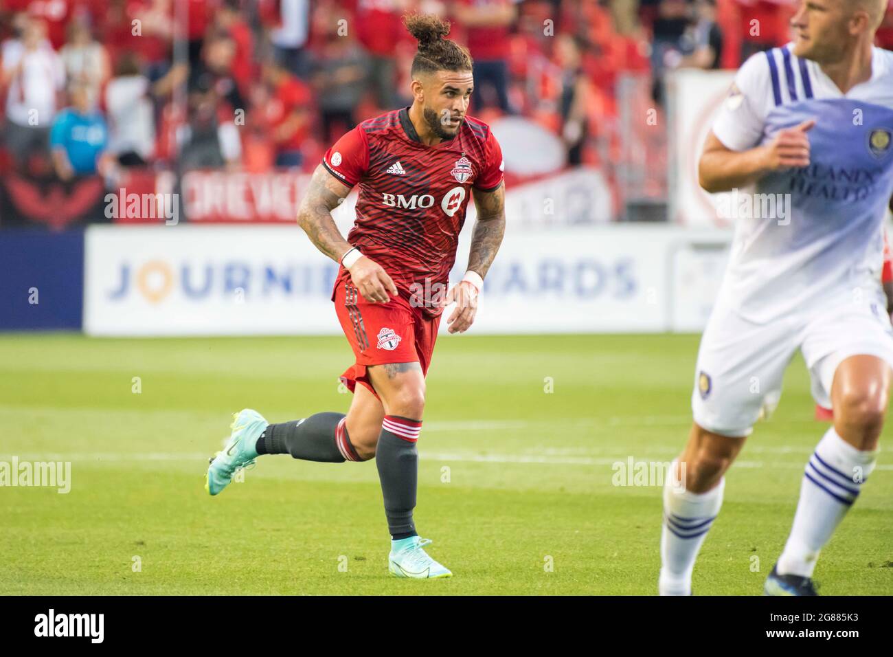 Toronto, Ontario, Canada. 17 juillet 2021. Dom Dwyer (6) en action pendant le match MLS entre le Toronto FC et Orlando City SC. Fin du match 1-1 (Credit image: © Angel Marchini/ZUMA Press Wire) Banque D'Images