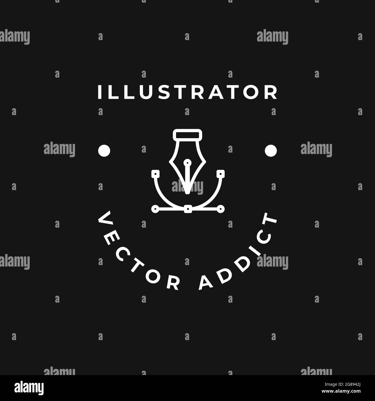 Icône de l'outil Plume dans un vecteur de style de dessin de contour, symbole d'illustration avec pentool et point d'ancrage Illustration de Vecteur