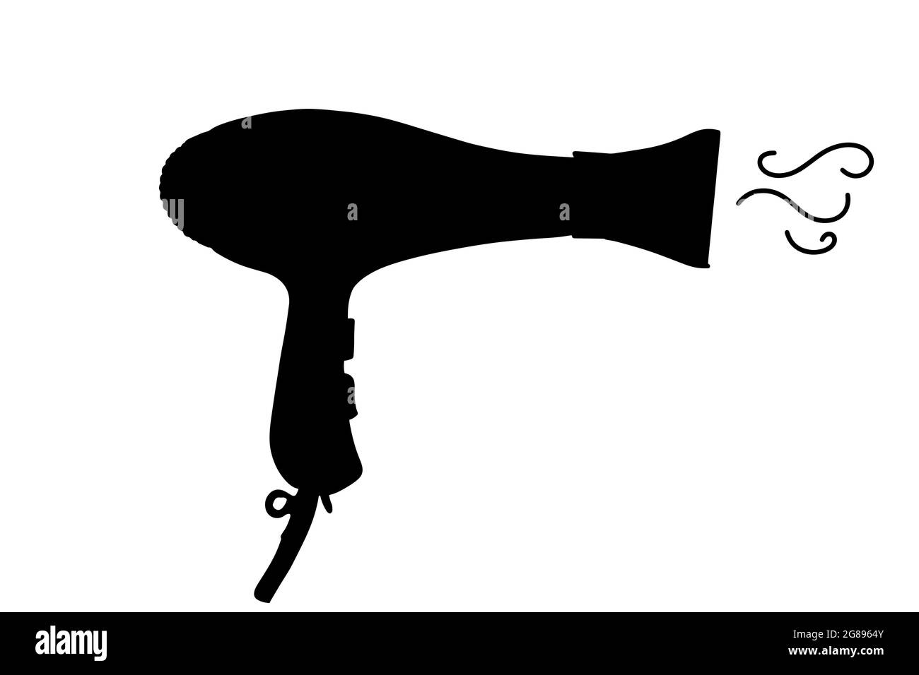 sèche-cheveux ou sèche-cheveux illustration silhouette noire Banque D'Images