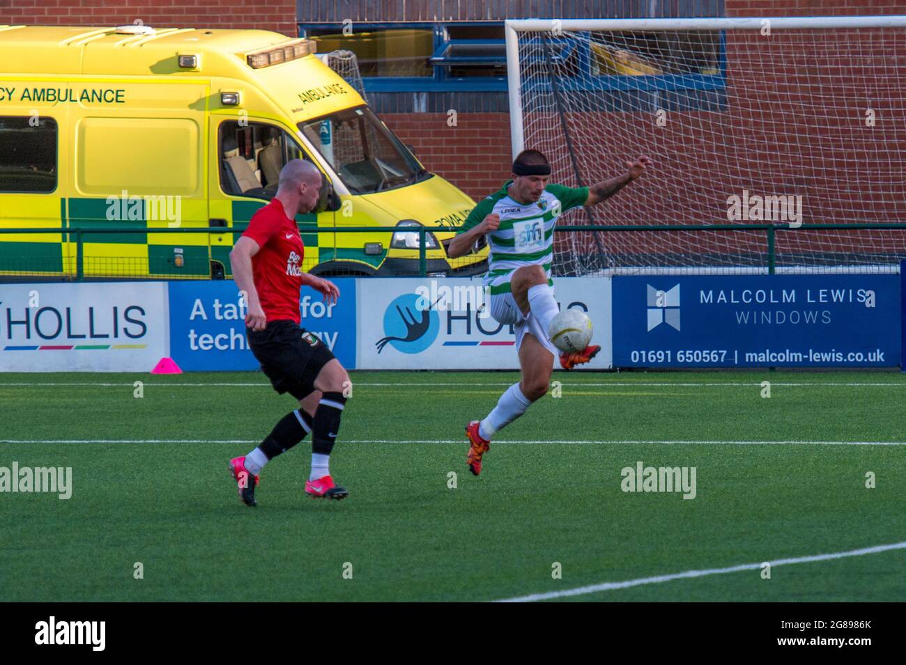 Oswestry, Angleterre 15 juillet 2021. UEFA Europa Conference League Premier tour de qualification entre les New Saints et Glentoran. Banque D'Images