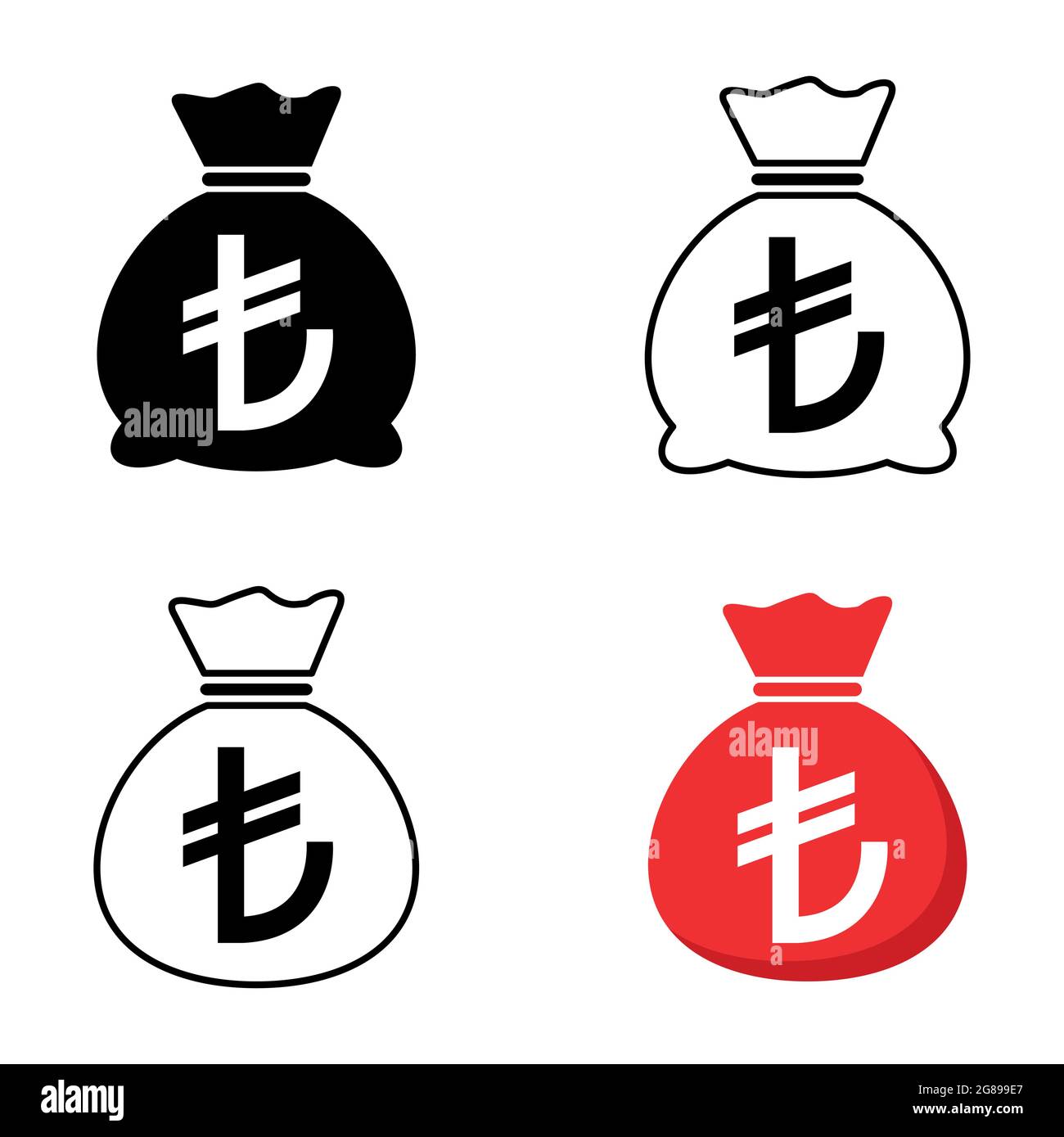 Ensemble d'icône de sac d'argent isolée sur fond blanc. Symbole de banque, graphique de profit, Web signe plat . Illustration de Vecteur