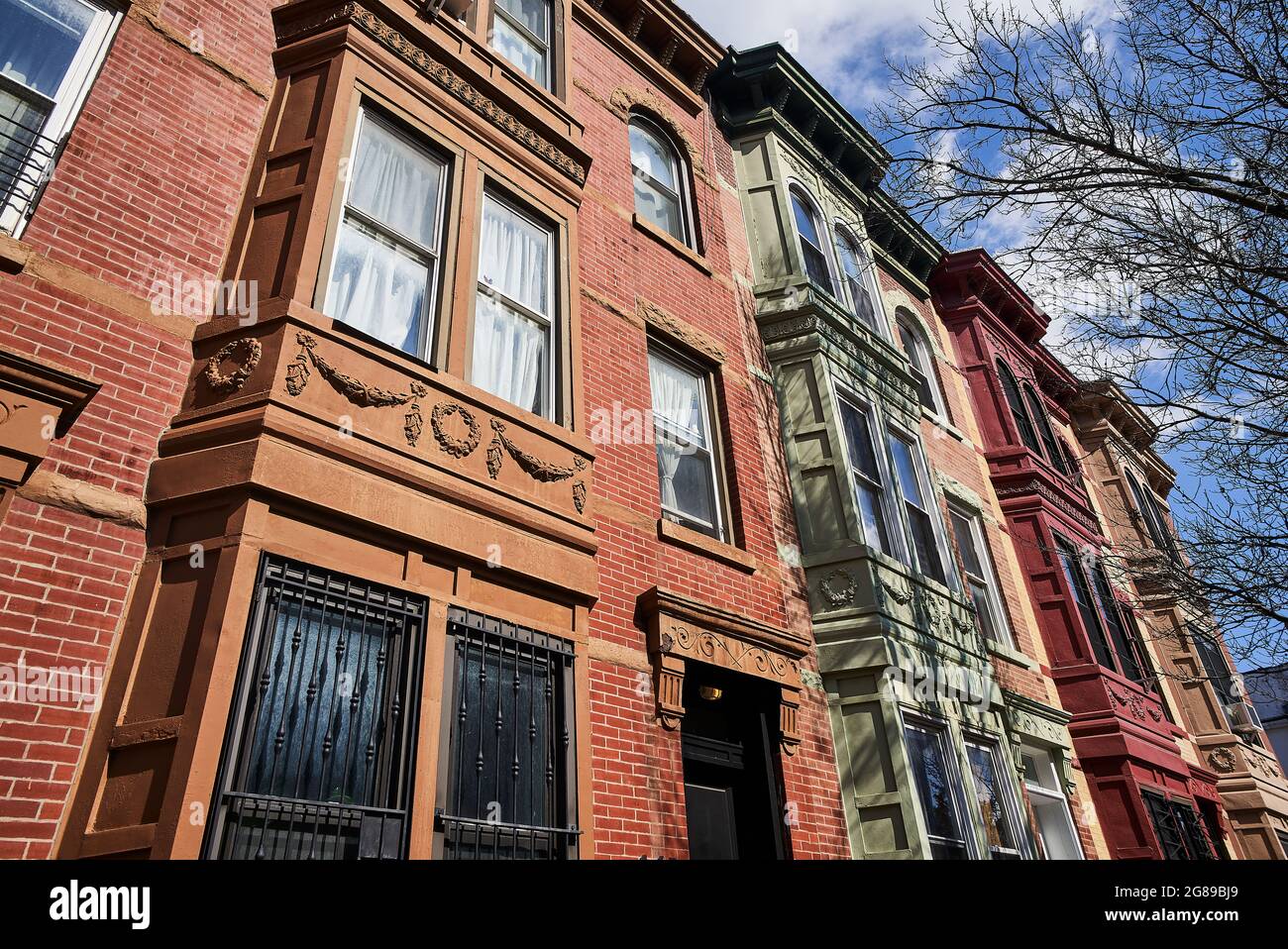 Maisons de ville traditionnelles dans le quartier Windsor Terraces, South Park Slope, à Brooklyn, New York Banque D'Images