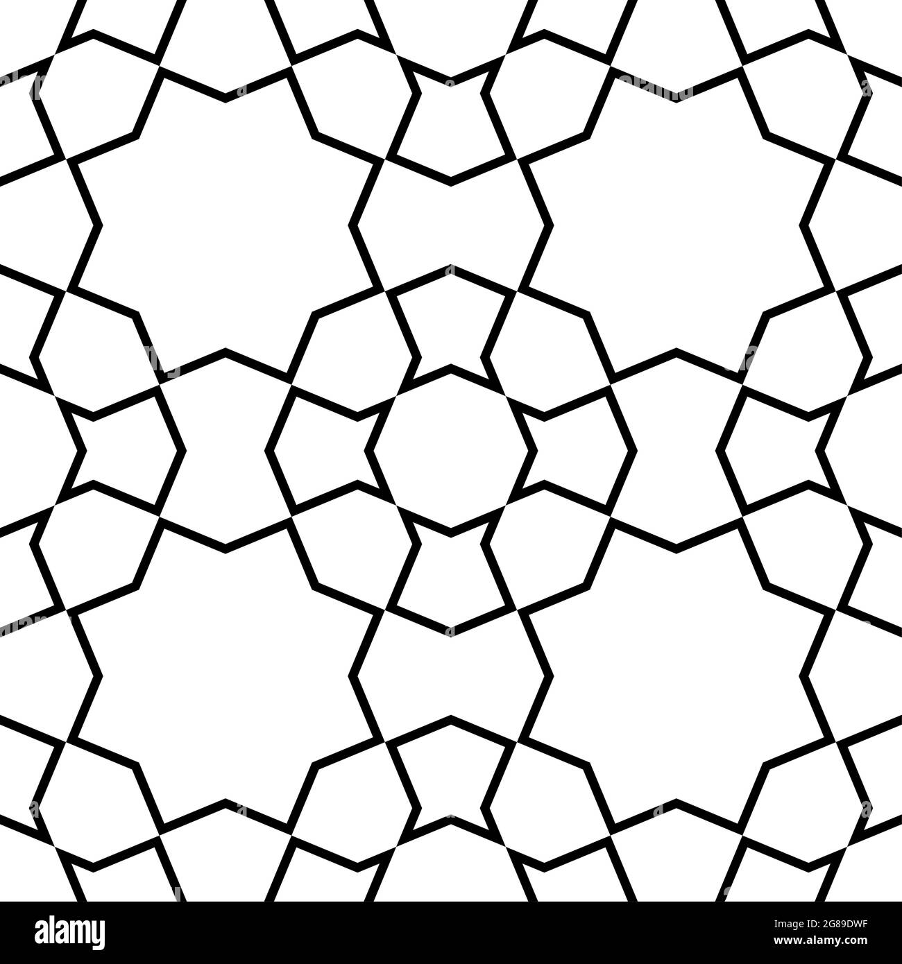 Décoration géométrique sans couture basée sur l'art islamique traditionnel. Lignes de couleur noires. Superbe design pour le tissu, le textile, la couverture, le papier d'emballage, le fond. Illustration de Vecteur