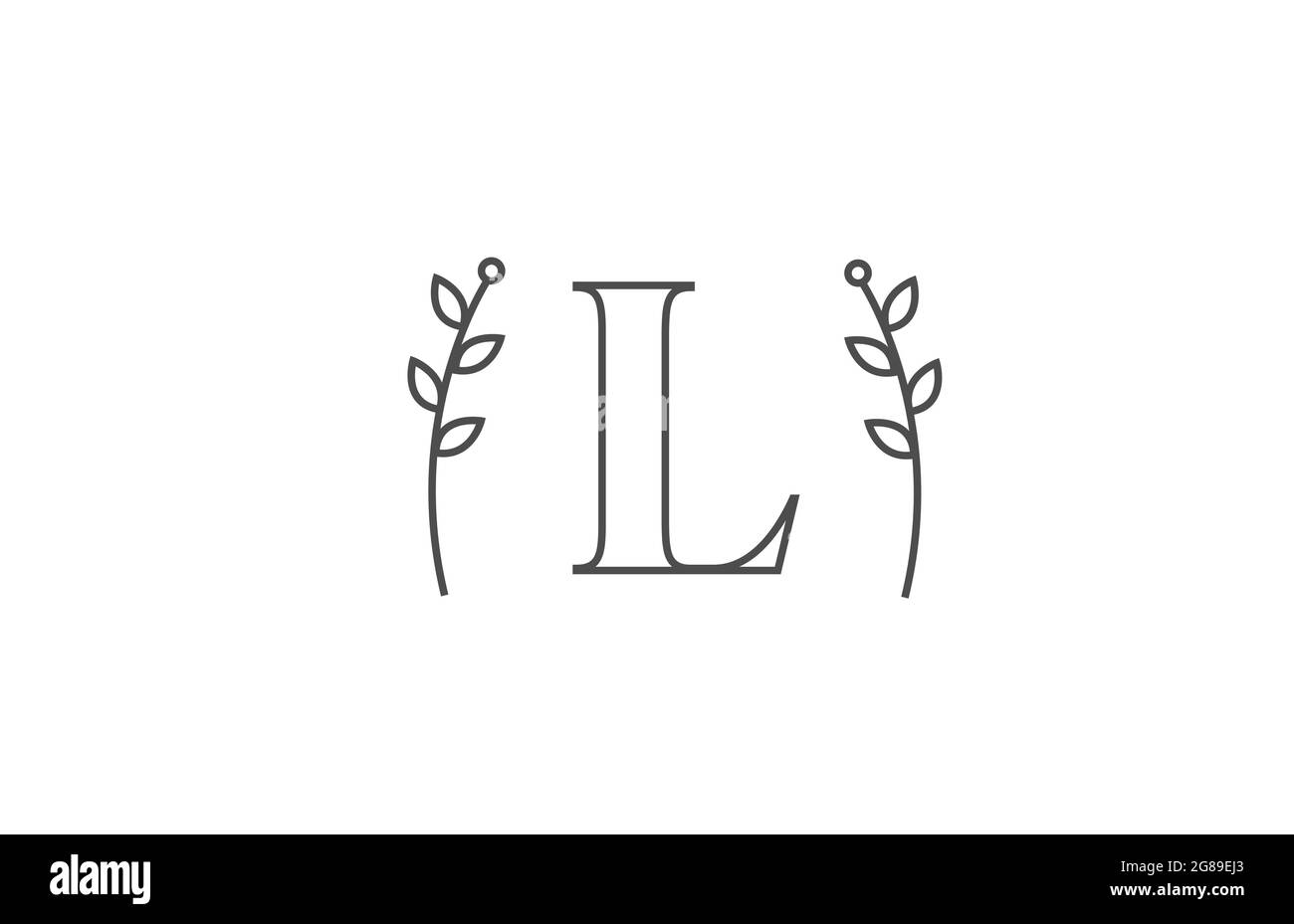 Motif en forme de ligne de l'icône en forme de lettre L du logo. Typographie d'entreprise avec motif floral Illustration de Vecteur