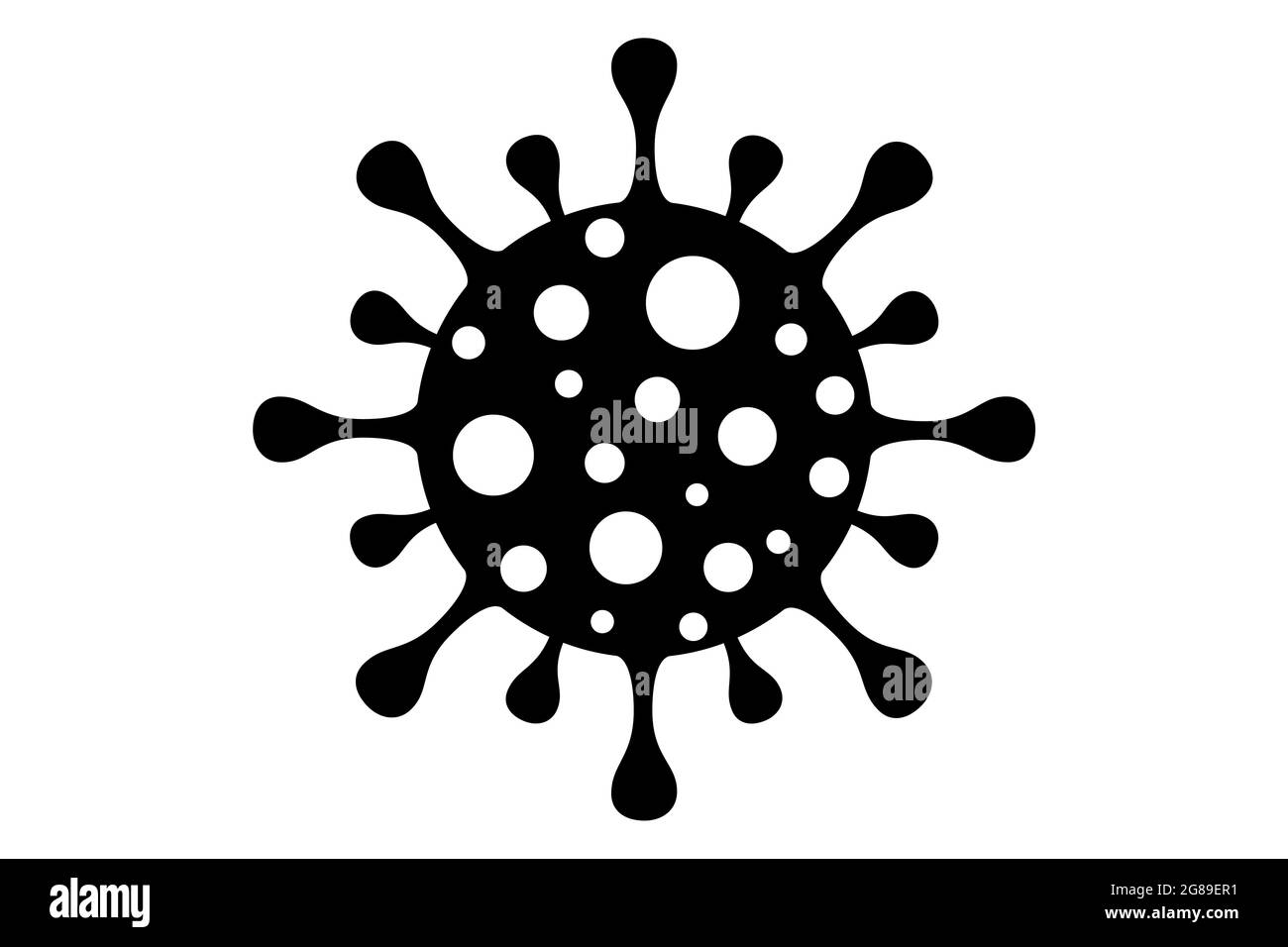 Coronavirus 2019-nCoV. Corona virus Icon-design. Noir sur fond blanc isolé. Infection par une maladie respiratoire (éclosion de maladie). Pandémie de grippe. Banque D'Images