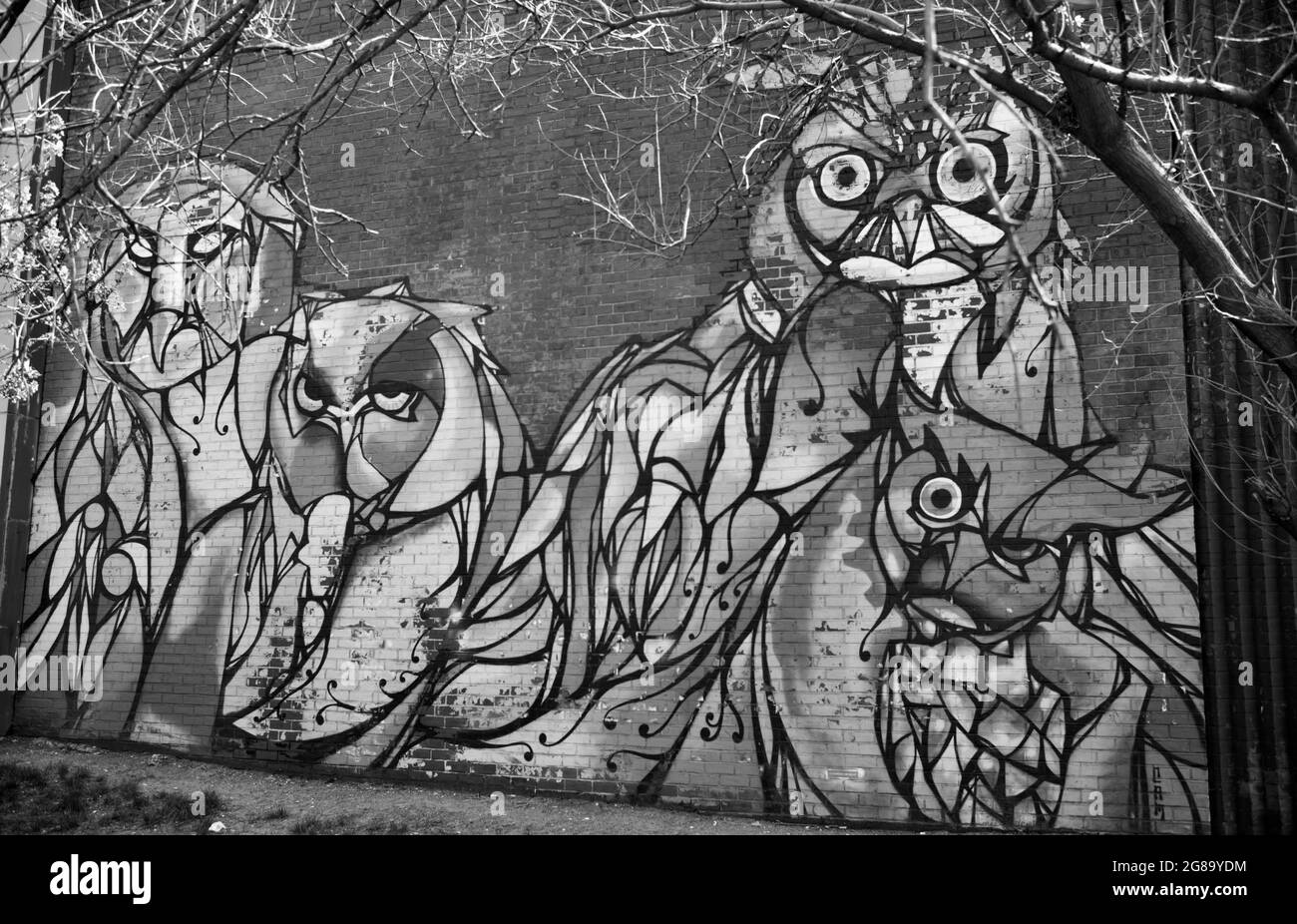 Murale au pied du BQE, Bar and Grill Park, Brooklyn Heights, New York Banque D'Images