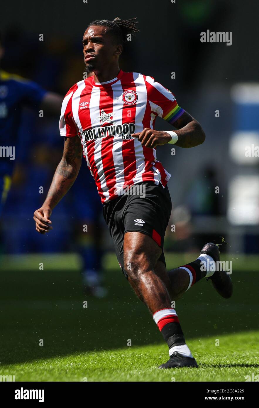 Ivan Toney de Brentford en action pendant le match amical d'avant-saison à Plough Lane, Londres. Banque D'Images