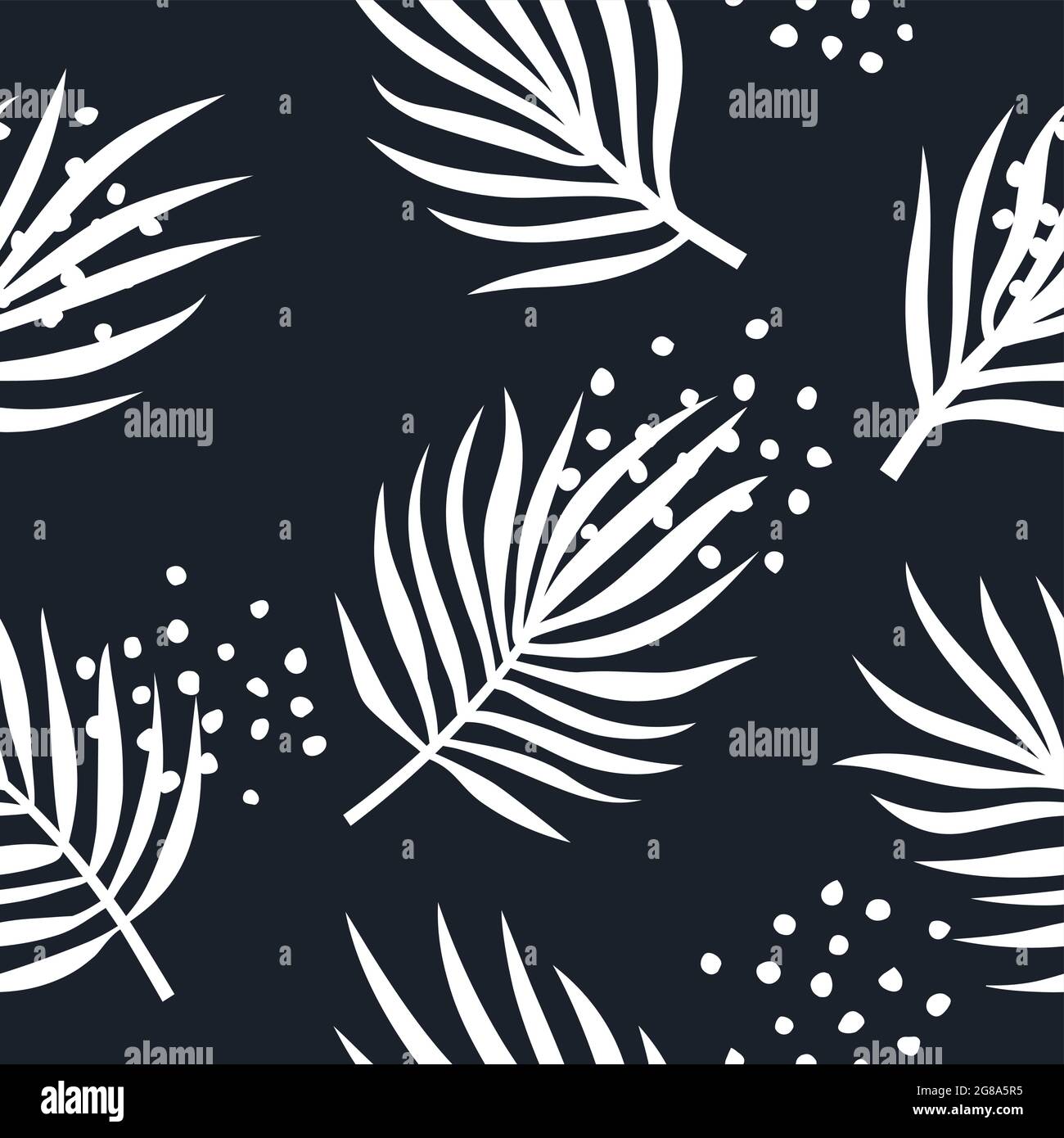 Motif sans couture avec feuilles de palmier. Arrière-plan tendance dessiné à la main Illustration de Vecteur