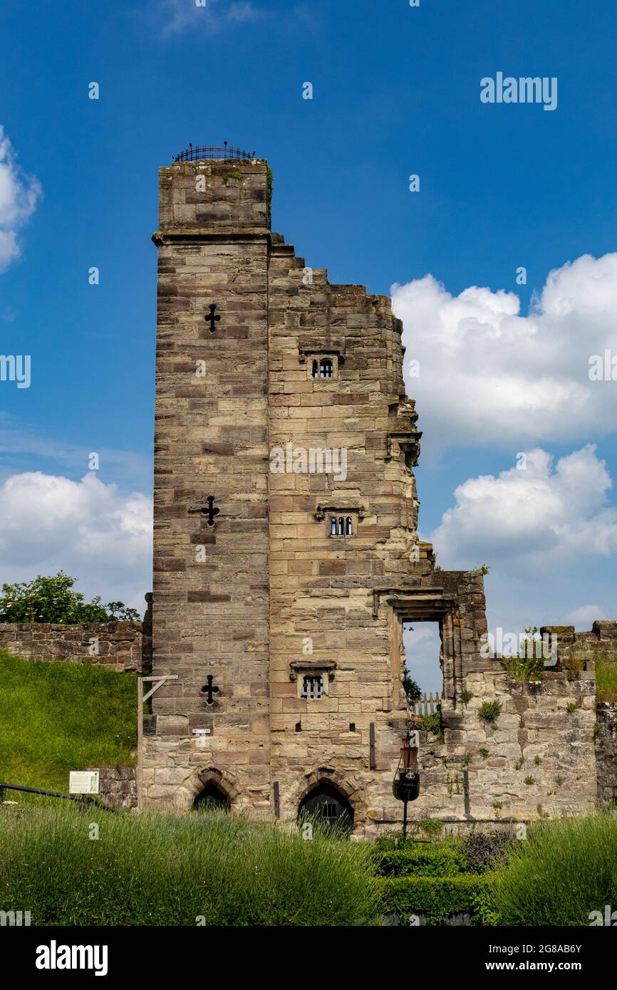 Tutbury château médiéval ruines en propriété du duché de Lancaster classé Monument antique.Staffordshire Angleterre Banque D'Images