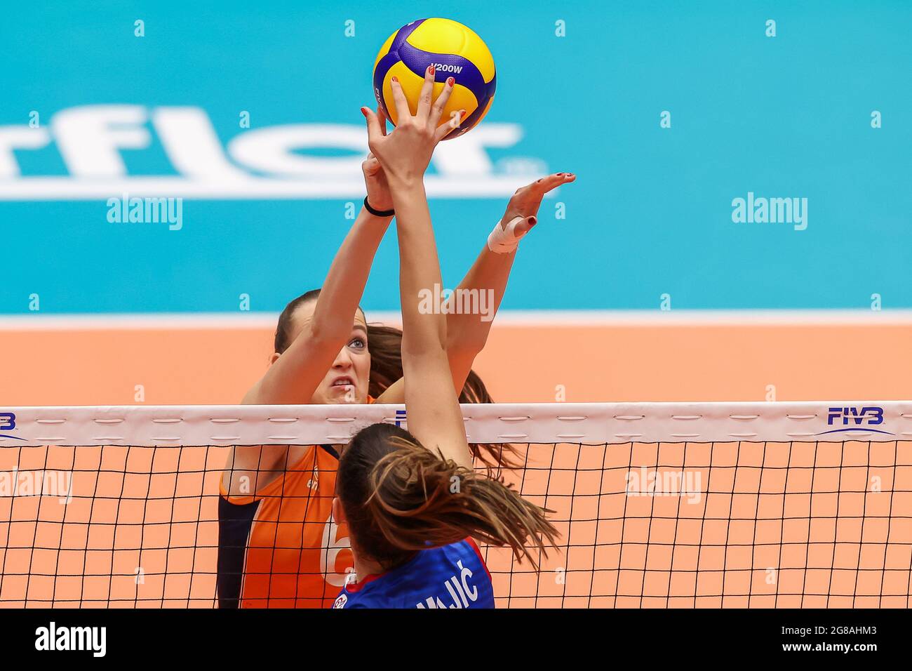 ROTTERDAM, PAYS-BAS - JUILLET 17 : Marije te Brinke des pays-Bas U20 lors de la demi-finale du Championnat du monde des femmes U20 entre les pays-Bas U20 et la Serbie U20 à Topsportcentrum le 17 juillet 2021 à Rotterdam, pays-Bas (photo de Herman Dingler/Orange Pictures) Banque D'Images