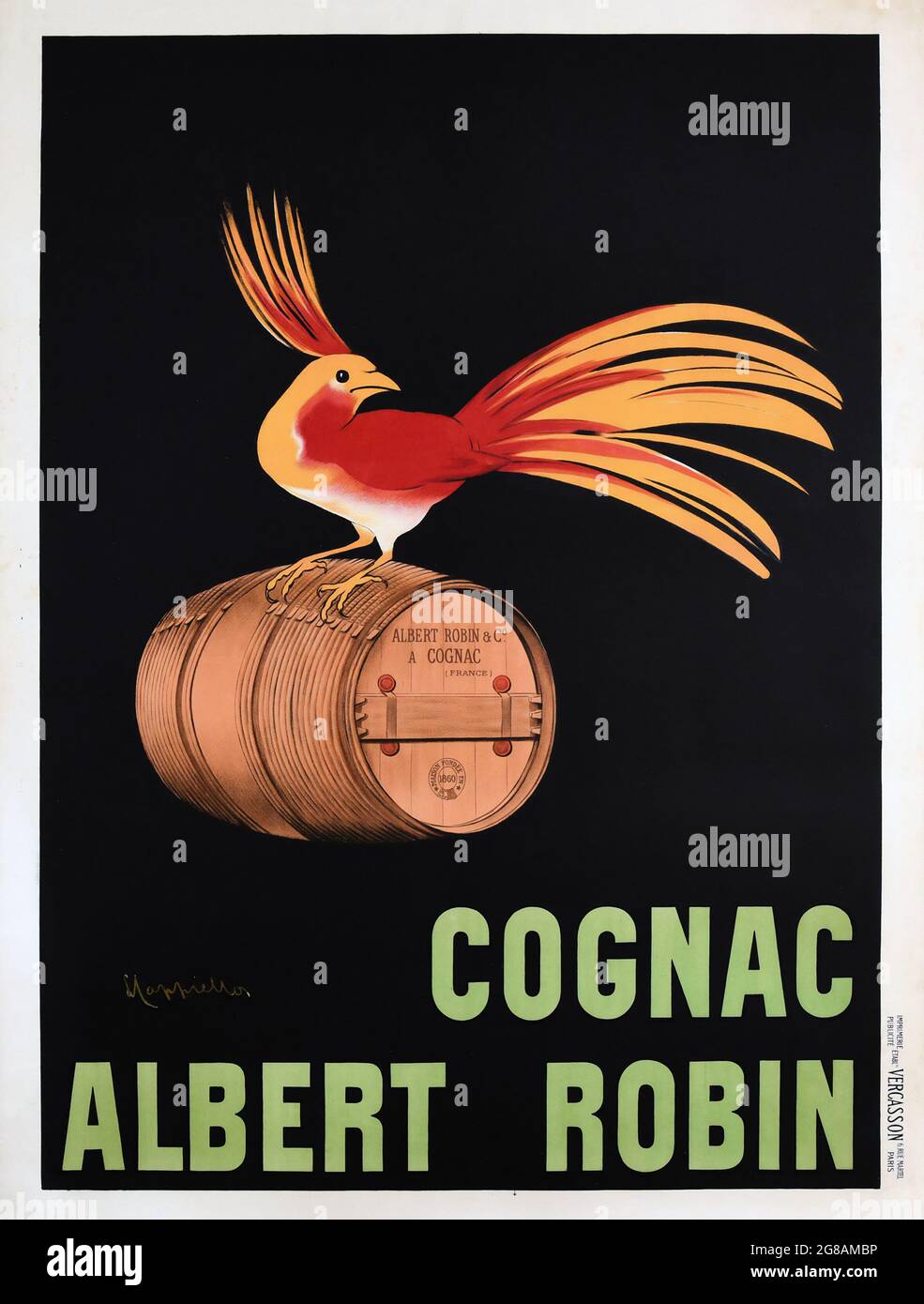 Cognac Albert Robin 1906 – Publicité d'époque pour l'alcool par LEONETTO CAPPIELLO (1875-1942). Banque D'Images