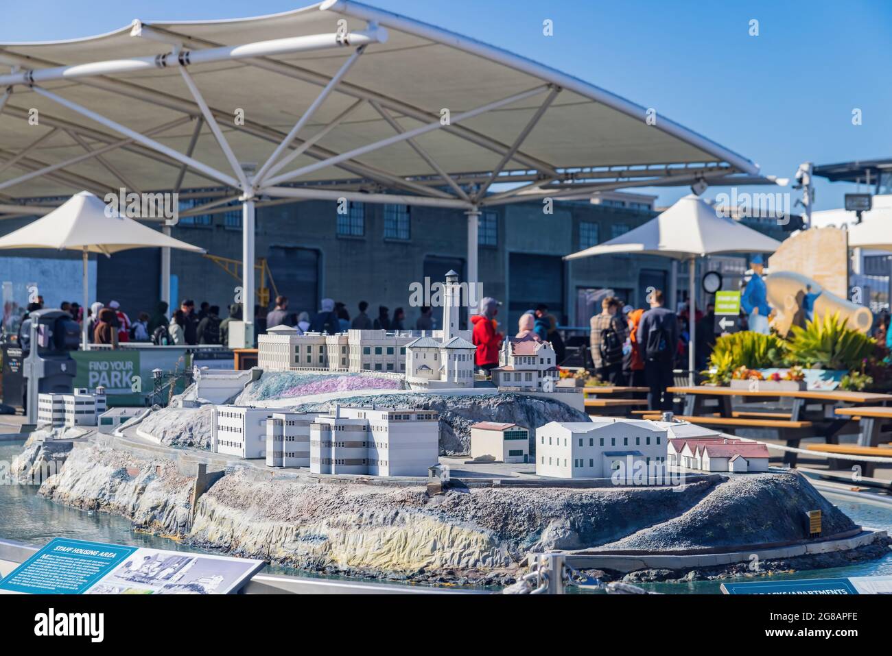 San Francisco, le 19 MAI 2021 - vue imprenable sur la salle d'attente des croisières Alcatraz City Cruises Banque D'Images