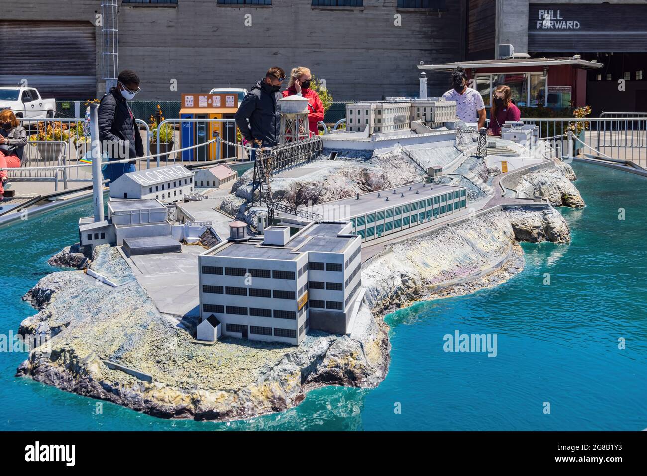 San Francisco, le 19 MAI 2021 - vue imprenable sur la salle d'attente des croisières Alcatraz City Cruises Banque D'Images