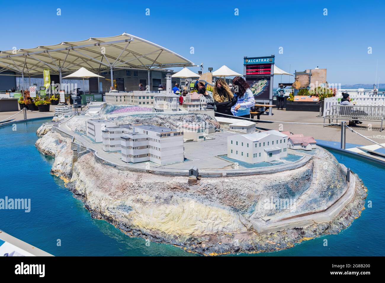 San Francisco, le 19 MAI 2021 - vue imprenable sur la salle d'attente des croisières Alcatraz City Cruises Banque D'Images