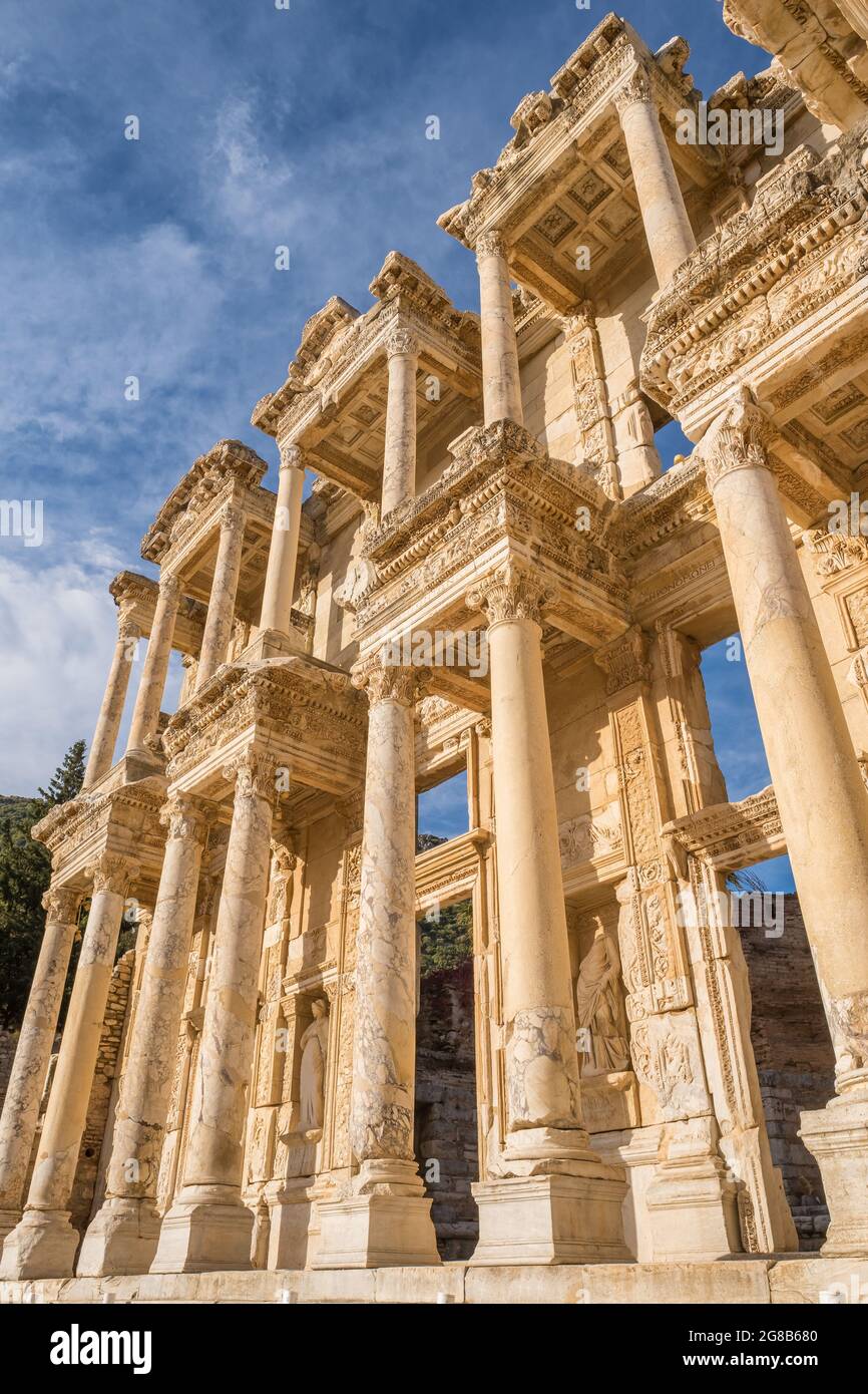 Bibliothèque de Celsus dans la ville antique d'Éphèse, Turquie Banque D'Images
