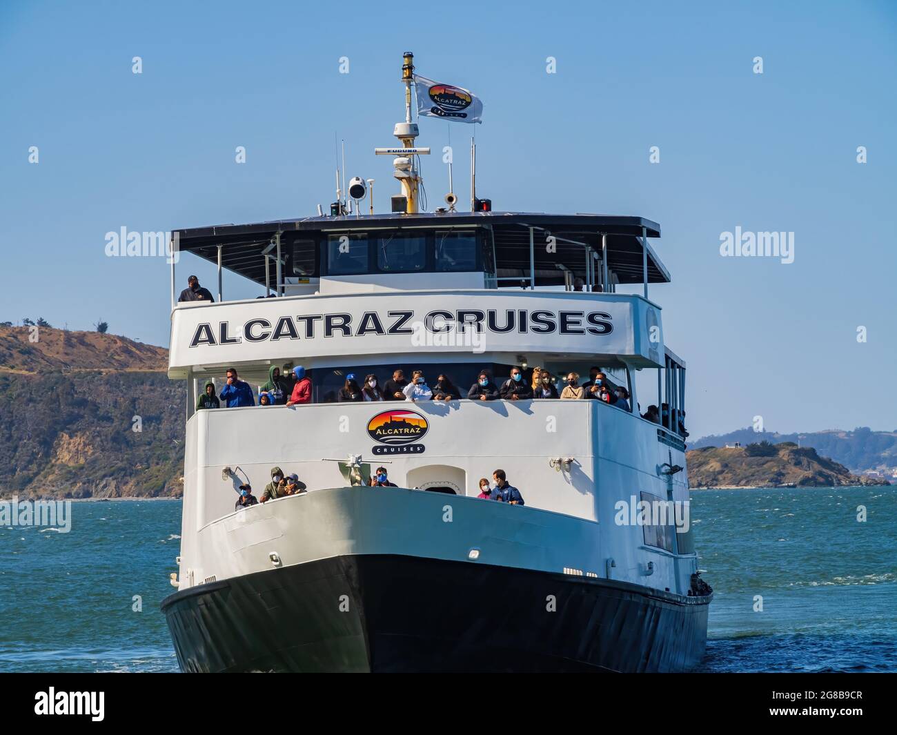 San Francisco, le 19 MAI 2021 - vue sur le soleil des croisières d'Alcatraz City Banque D'Images