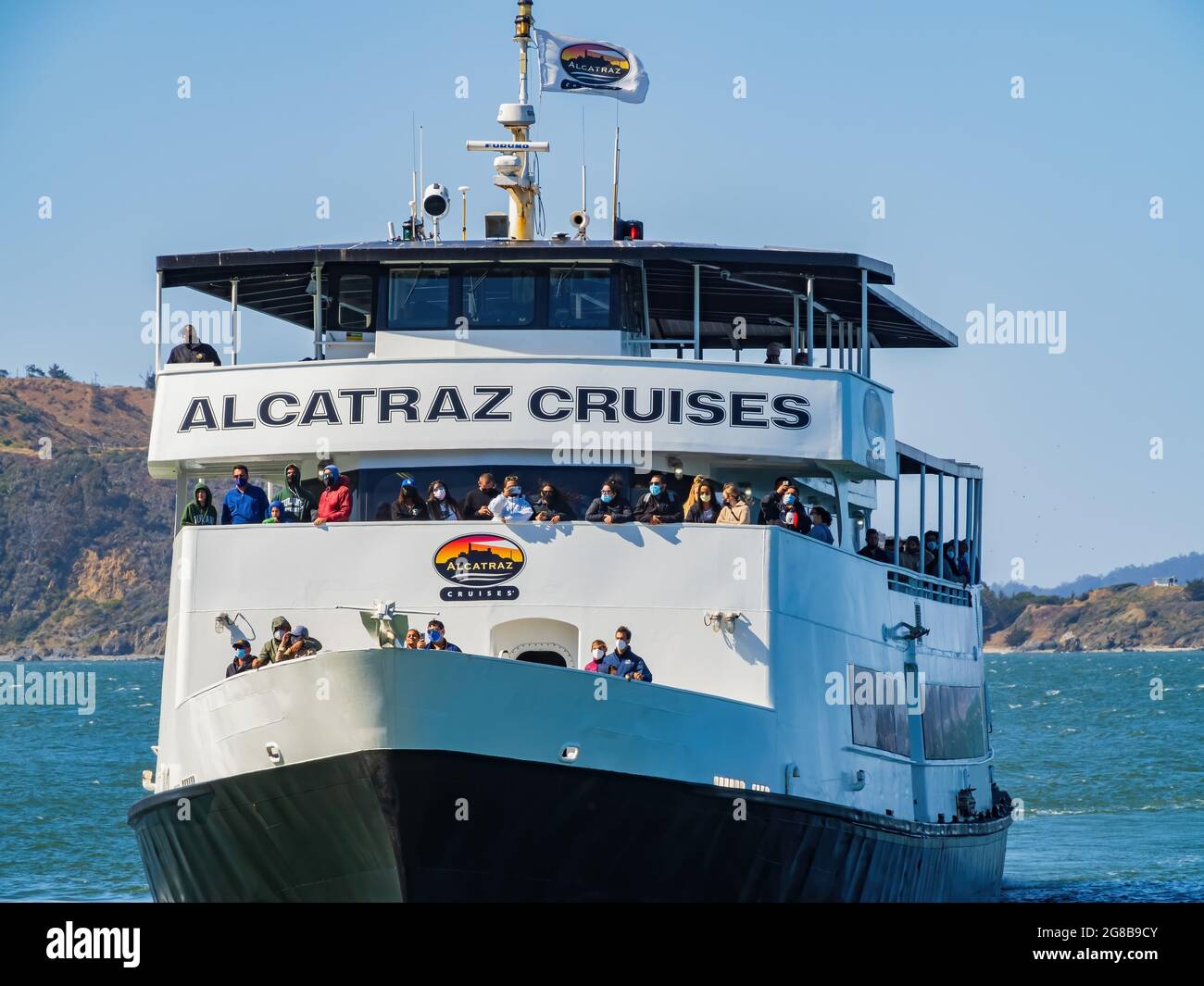 San Francisco, le 19 MAI 2021 - vue sur le soleil des croisières d'Alcatraz City Banque D'Images