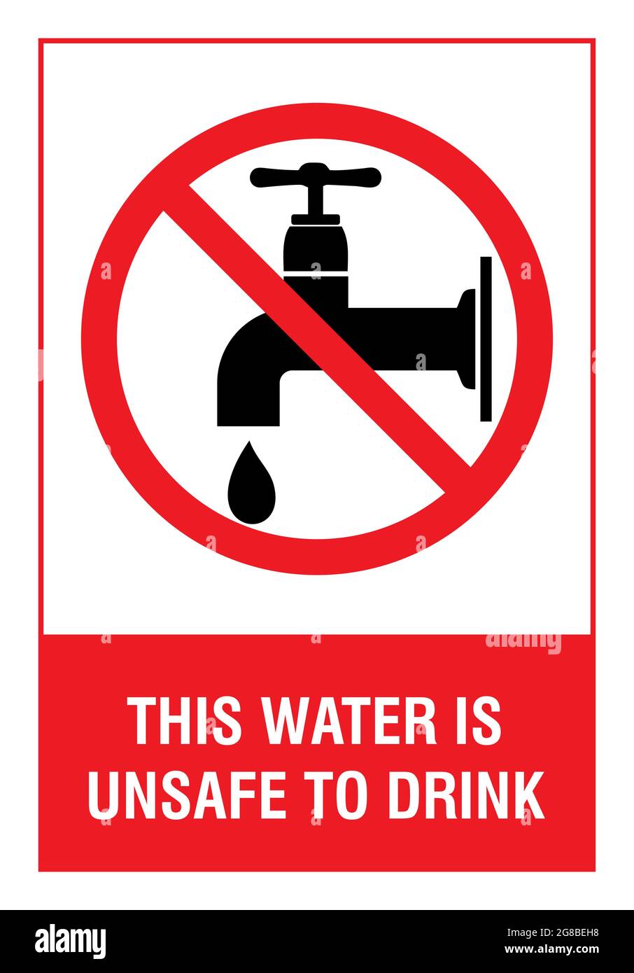 panneau indiquant qu'il n'est pas sécuritaire de boire de l'eau, illustration vectorielle Illustration de Vecteur