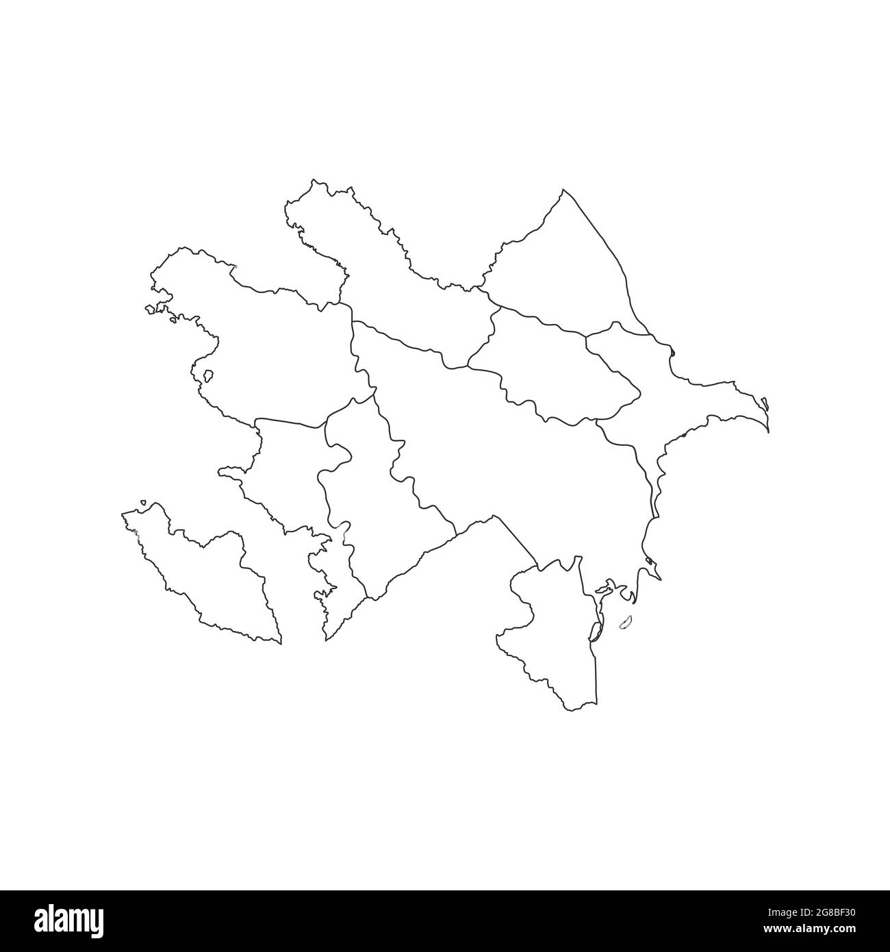 Carte de l'Azerbaïdjan avec les points de repère des régions. Plate illustrée Illustration de Vecteur