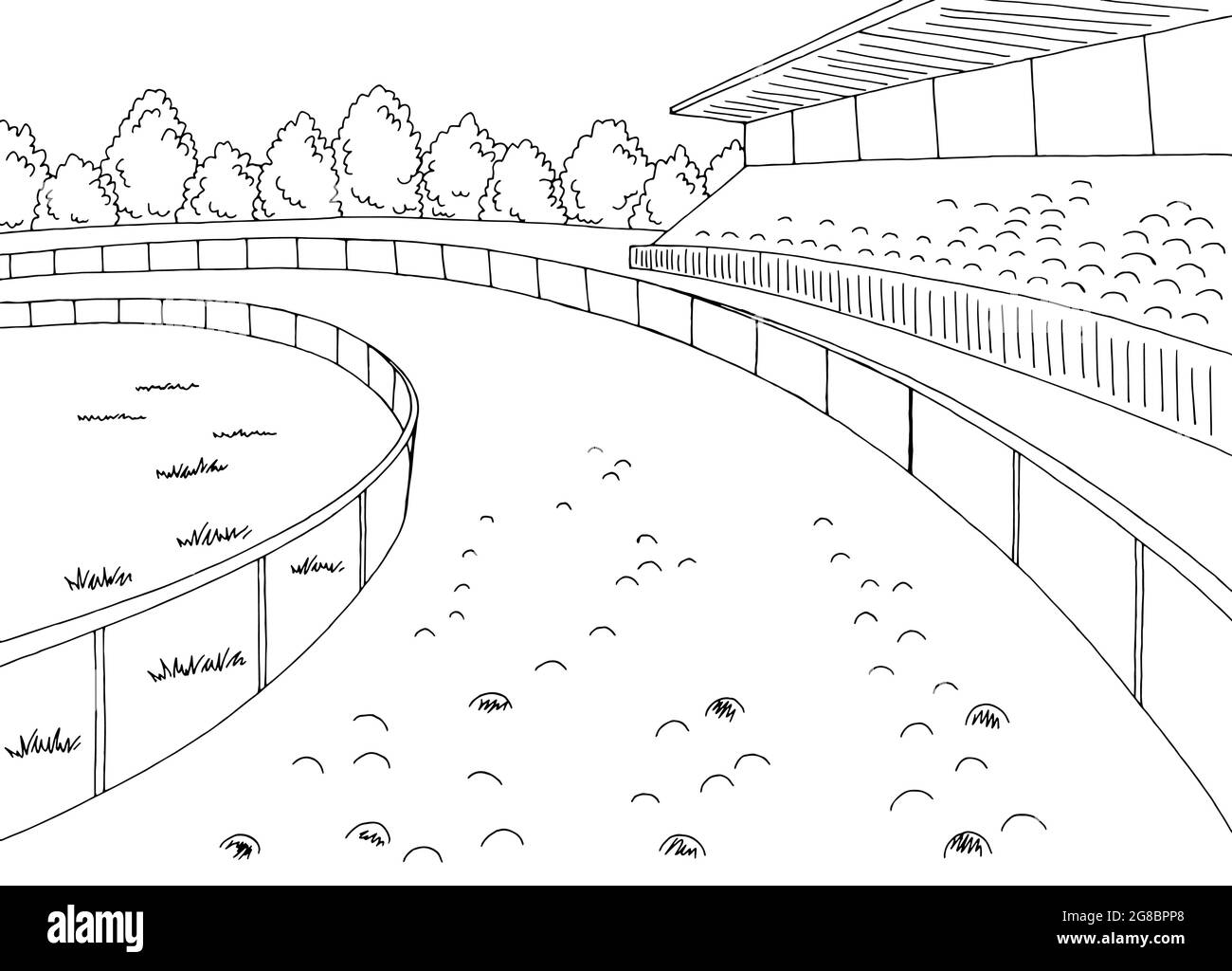 Hippodrome Track sport graphique noir blanc esquisse illustration vecteur Illustration de Vecteur