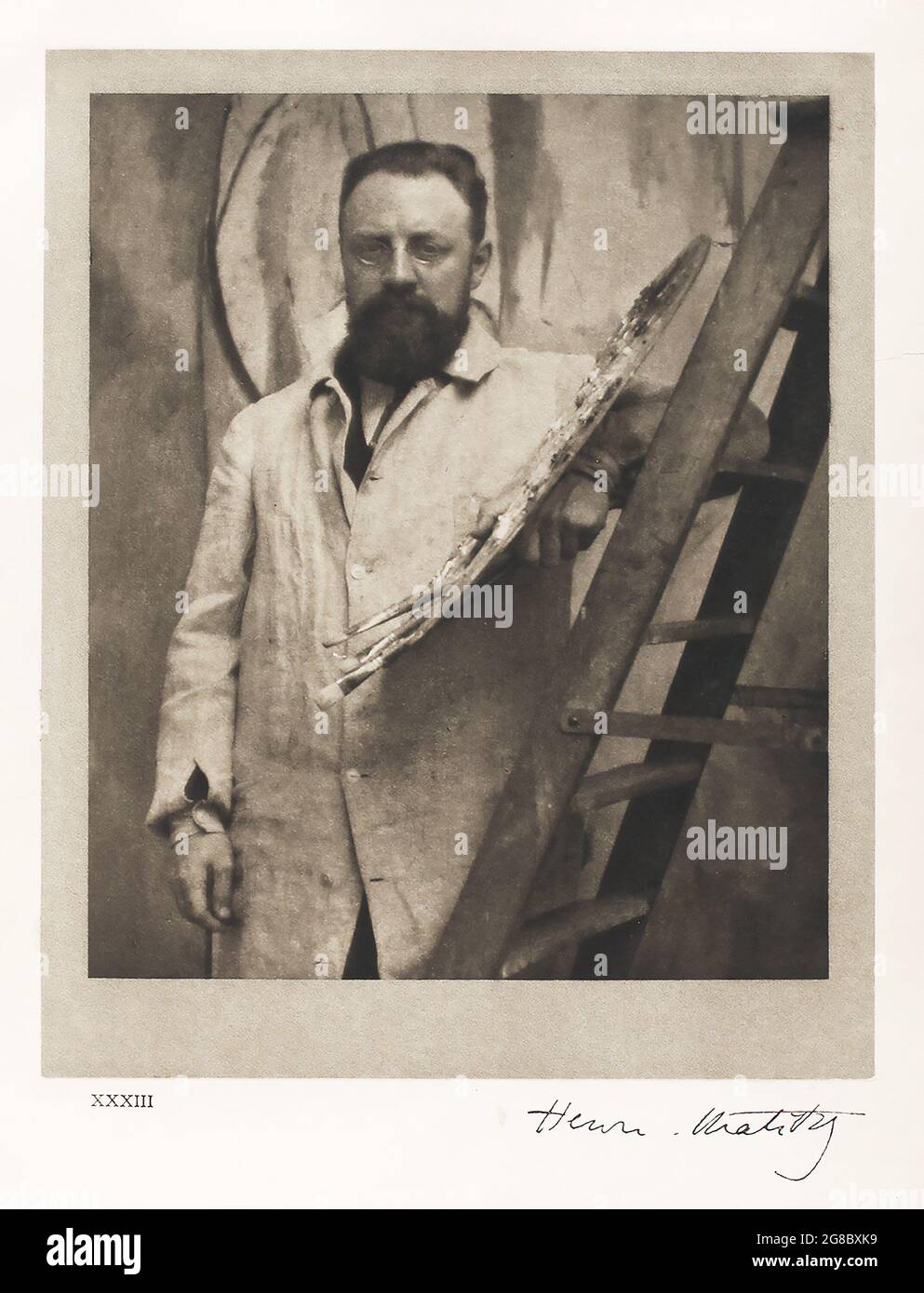 Photo ancienne / portrait de l'artiste de renommée mondiale Henri Matisse dans son studio 1913 Banque D'Images