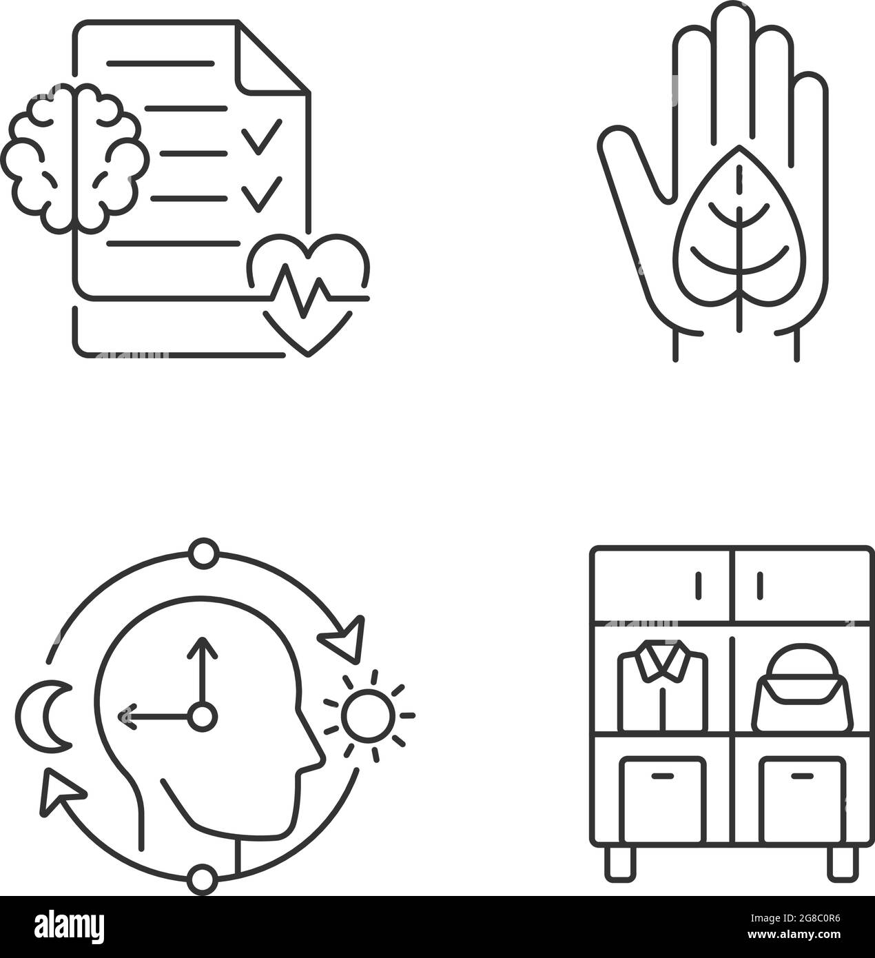 Progression positive dans la vie des icônes linéaires ensemble Illustration de Vecteur