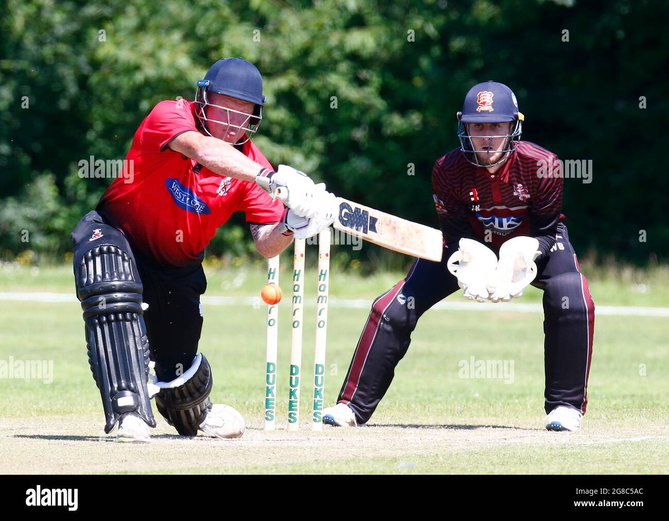BILLERICAY, Royaume-Uni, JUILLET 18:Paul Murray JNR de Hornchurch CC pendant la compétition T20 de Dukes Essex - demi-finale entre Brentwood CC et Hornchurc Banque D'Images