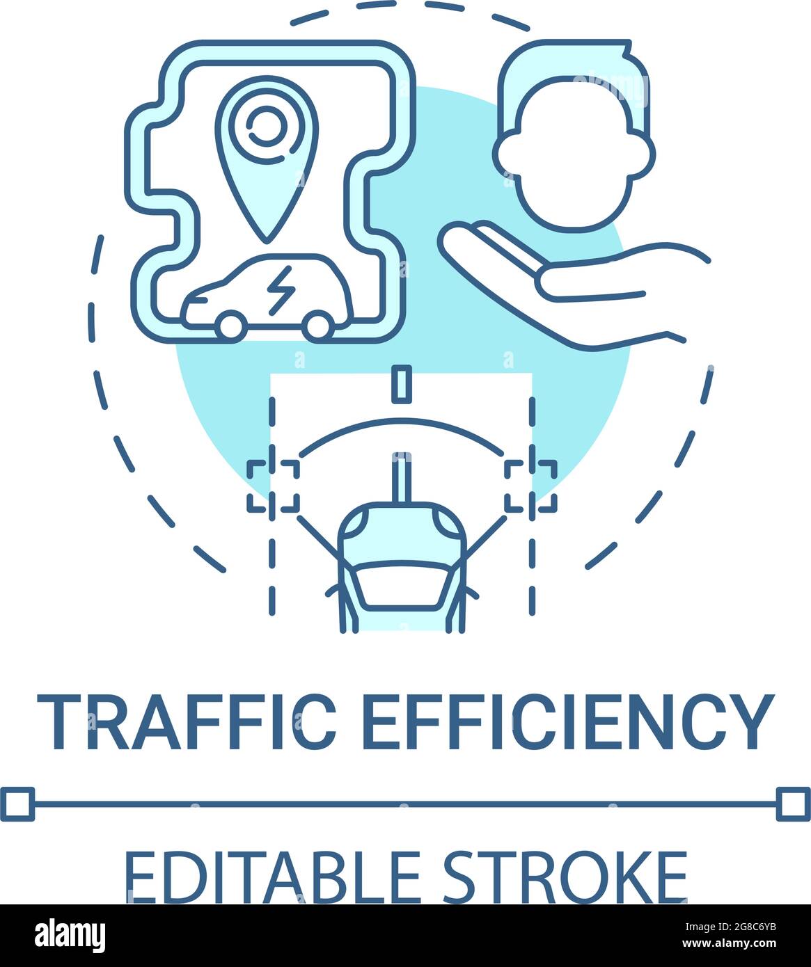Icône concept avantages de l'efficacité du trafic des véhicules électriques. Illustration de Vecteur