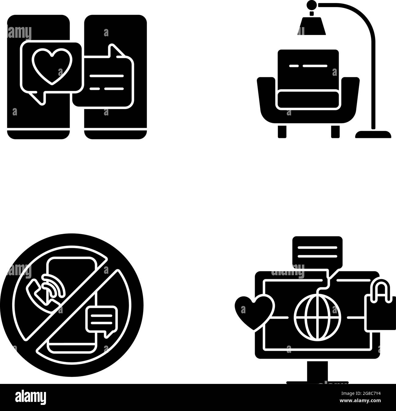 Étapes vers une vie saine glyphe noir icônes sur l'espace blanc Illustration de Vecteur