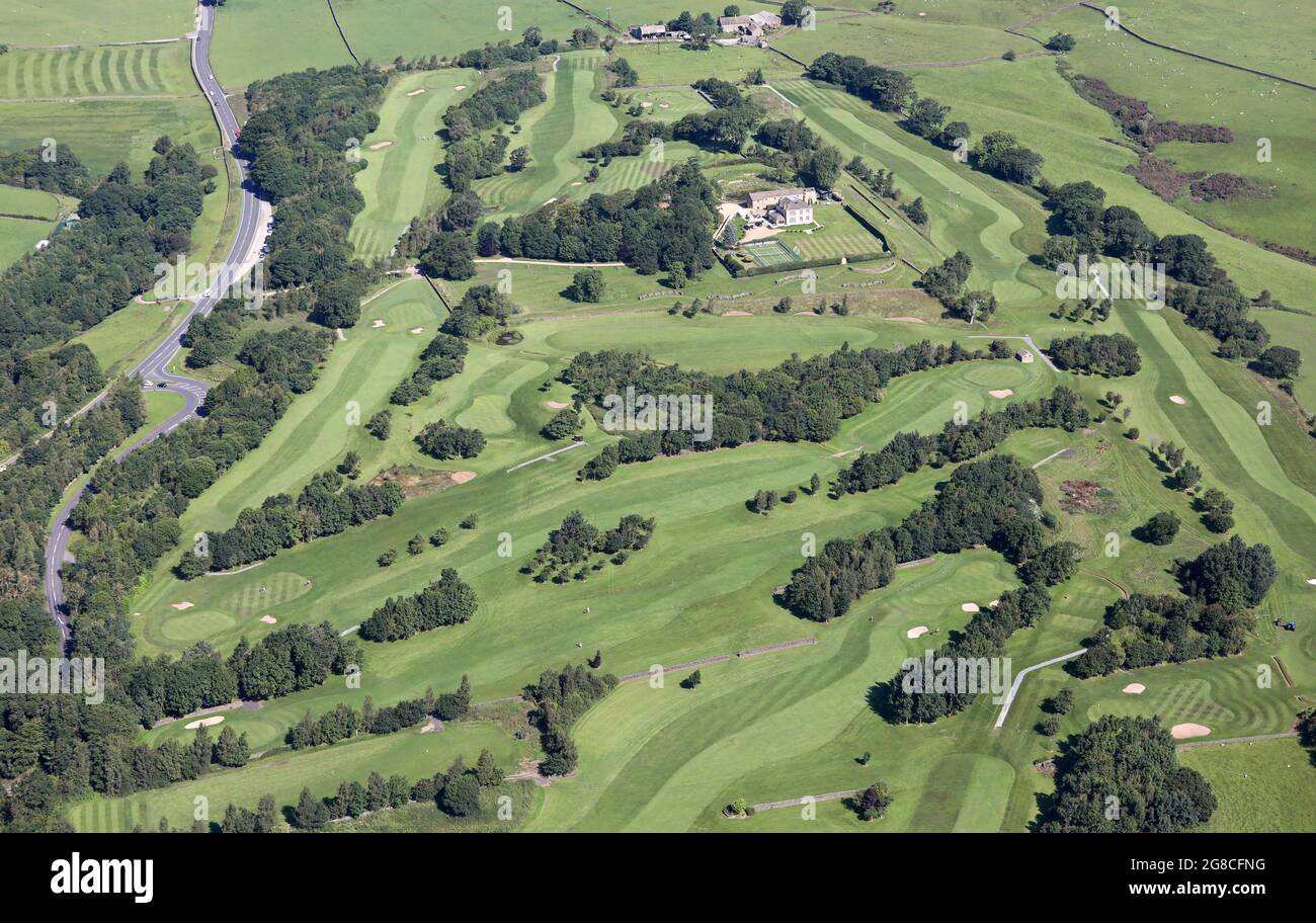 Vue aérienne du club de golf de Bracken Ghyll, Addingham près d'Ilkley, Yorkshire Banque D'Images