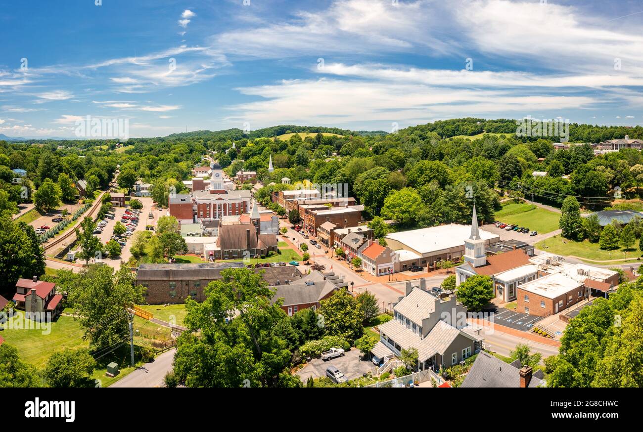 Vue aérienne de Jonesborough, Tennessee Banque D'Images