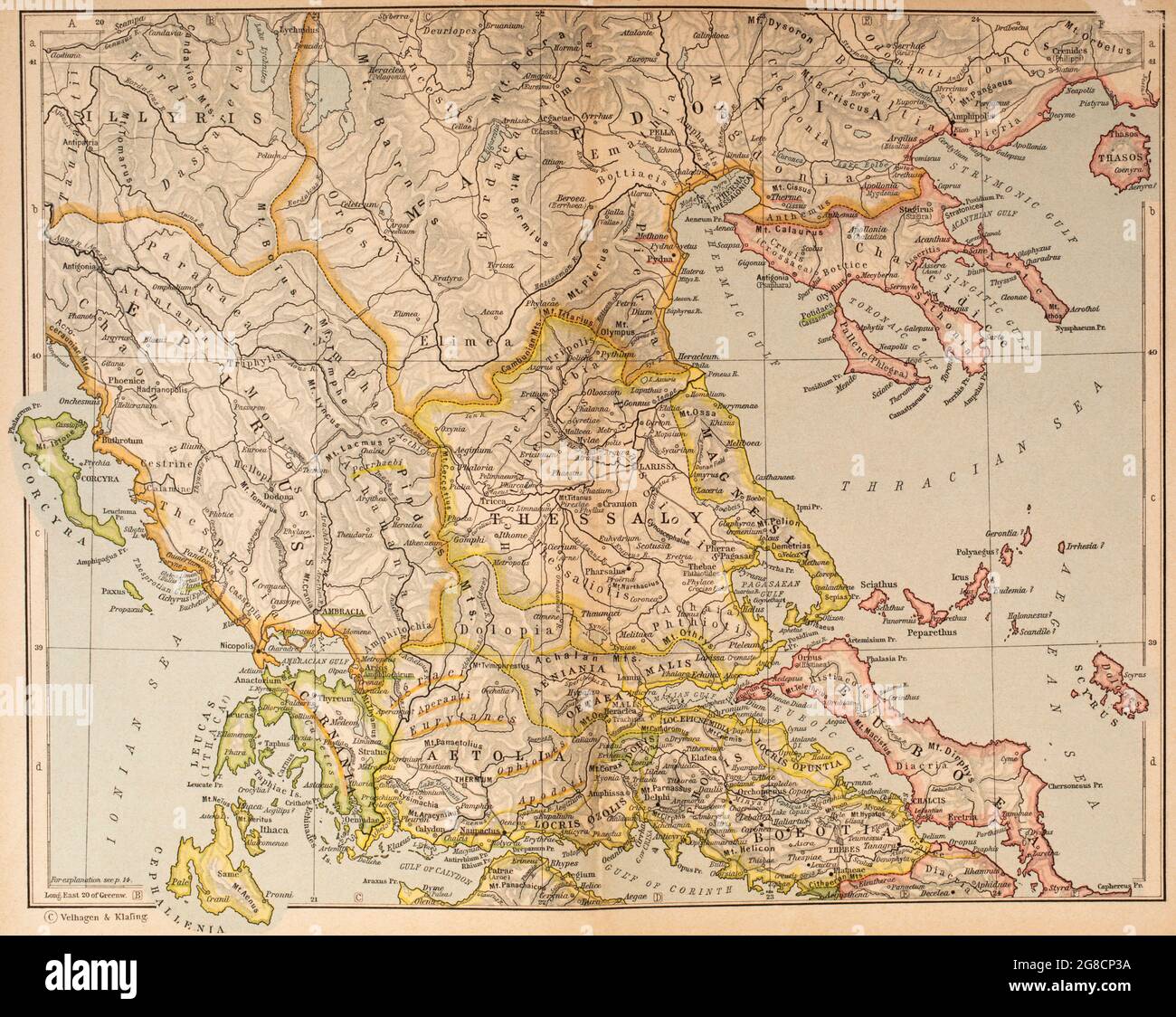 Carte de la Grèce antique, partie nord. De l'Atlas historique, publié en 1923. Banque D'Images