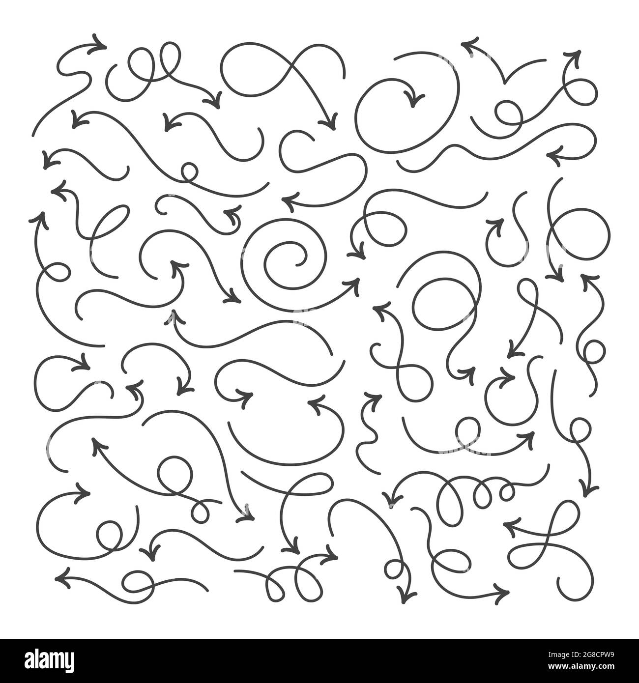 Flèches incurvées de Doodle Illustration de Vecteur