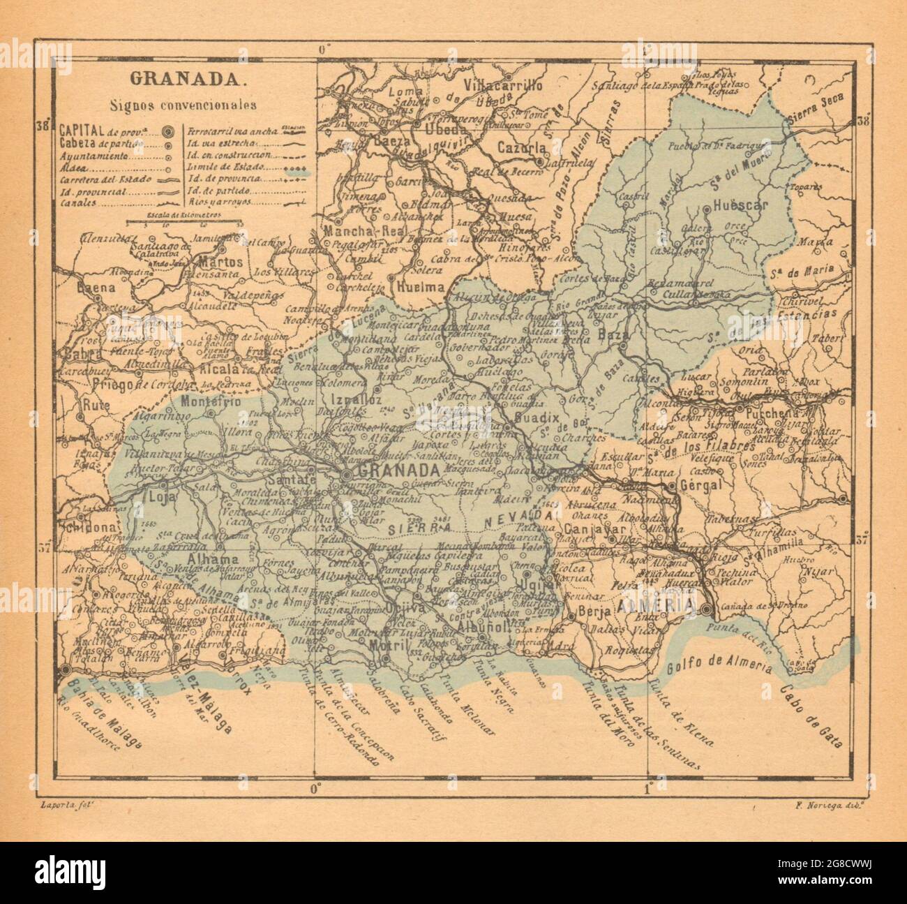 GRENADE. Andalousie. Mapa antiguo de la provincia 1914 carte ancienne Banque D'Images