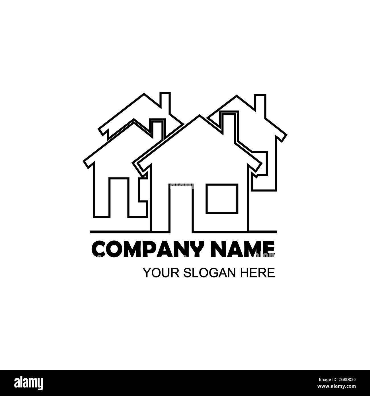 Immobilier, immobilier, maisons de location, restaurants, sociétés de logement, agences, entreprises. Illustration de Vecteur