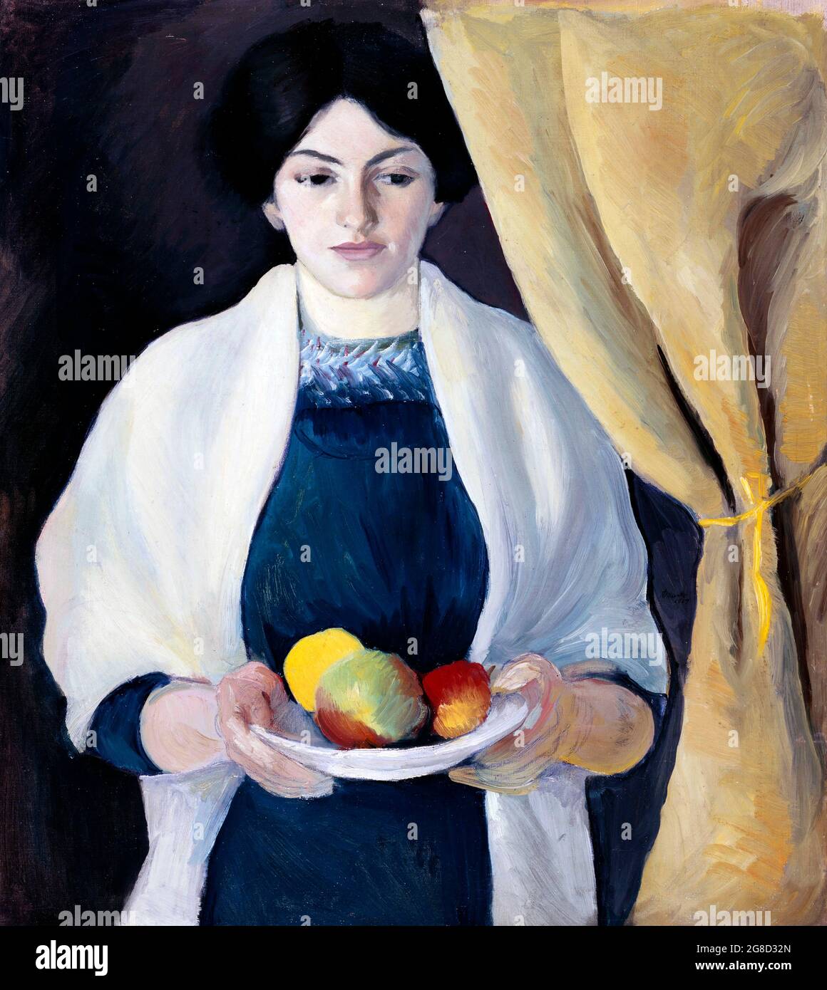 Portrait avec pommes par le peintre expressionniste allemand, August Macke (1887-1914), huile sur toile, 1909 Banque D'Images
