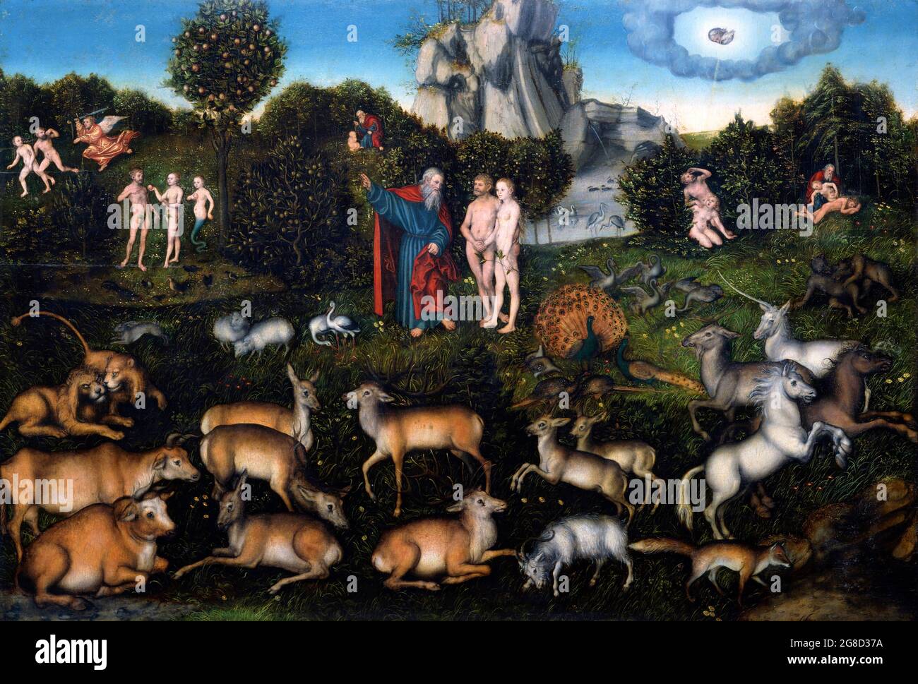 Le jardin d'Eden par Lucas Cranach l'aîné (1472-1553), 1530 Banque D'Images