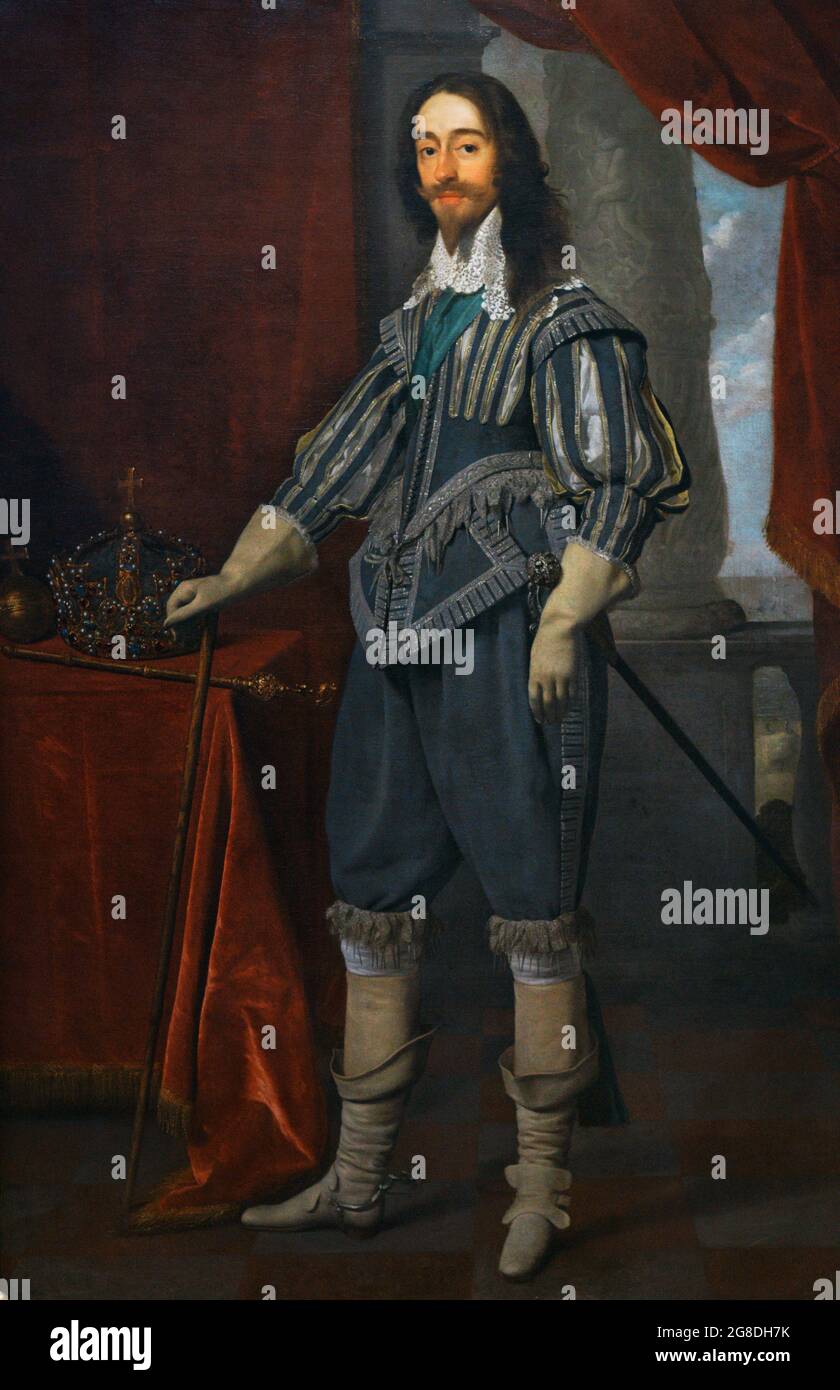 Charles I (1600-1649). Roi d'Angleterre et d'Écosse. Portrait de Daniel Mytens (env. 1590-1647). Huile sur toile (215,9 x 134,6 cm), 1631. Galerie nationale de portraits. Londres, Angleterre, Royaume-Uni. Banque D'Images