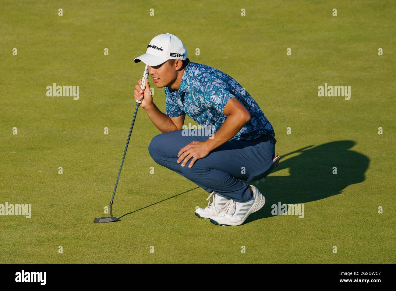 Colin Morikawa des États-Unis sur le 18e vert du 149e Championnat d'Open Banque D'Images