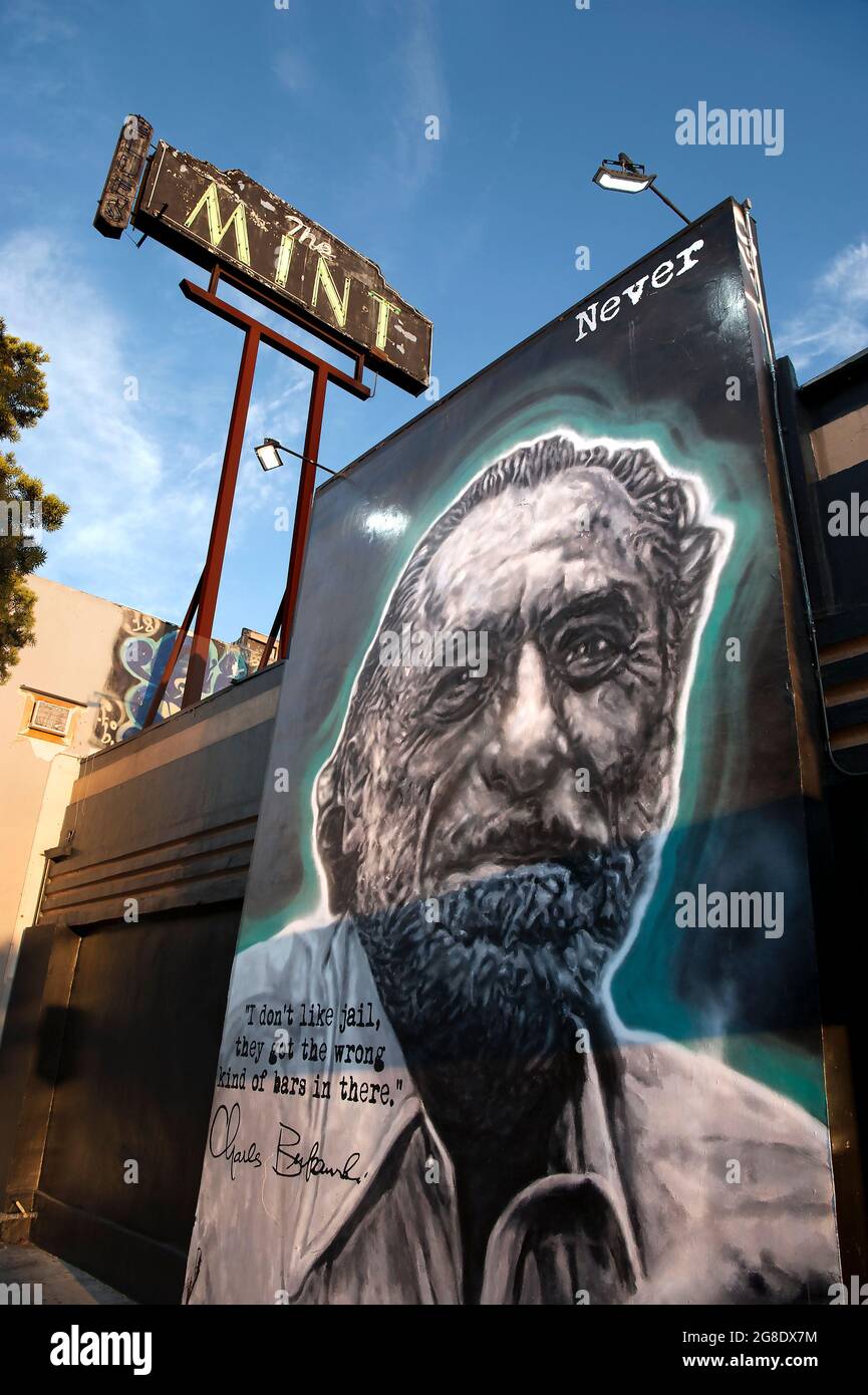Fresque de Charles Bukowski, Los Angeles, Californie Banque D'Images