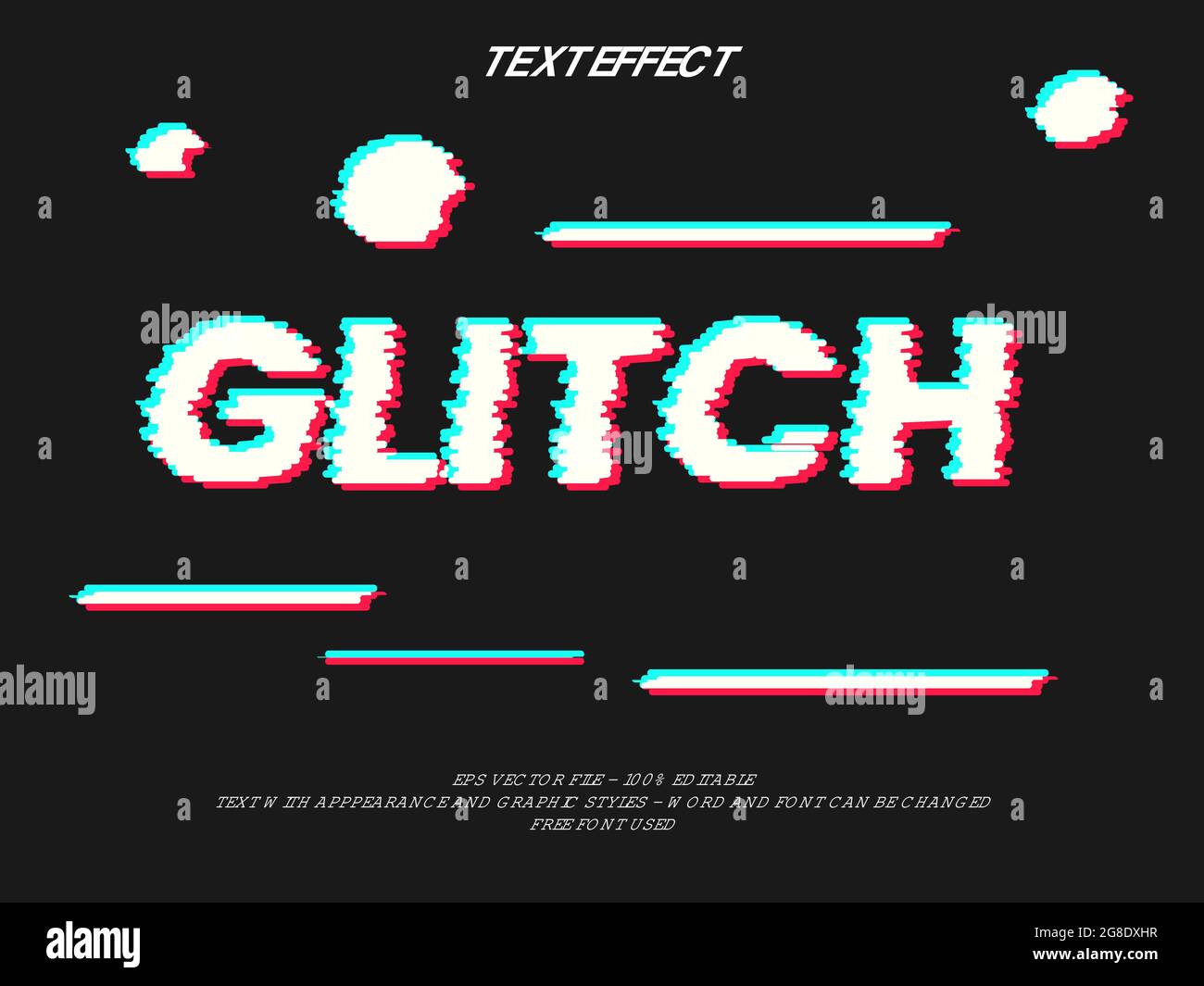 Style d'effet de texte modifiable Glitch. Illustration de Vecteur