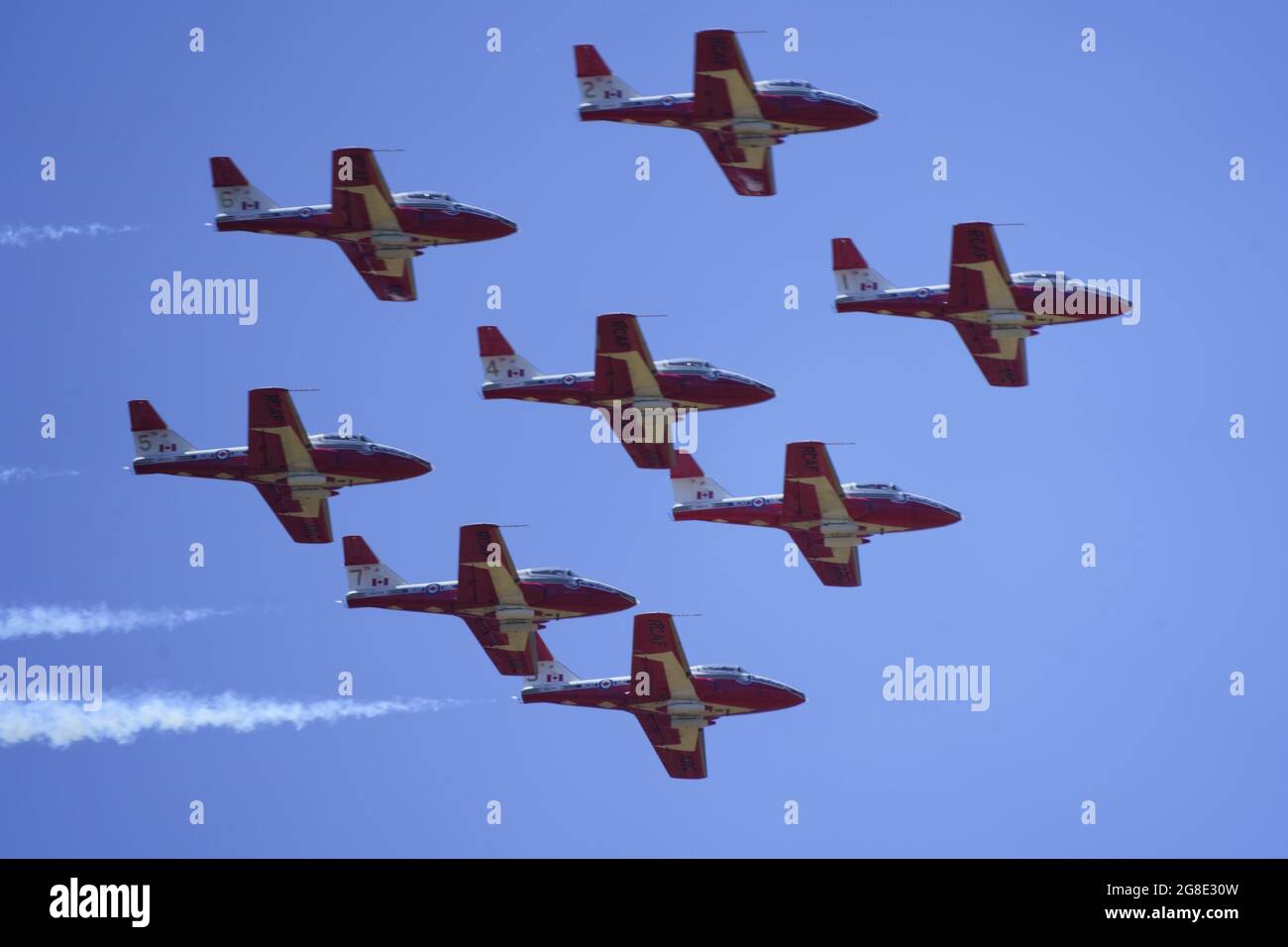 L'équipe de démonstration acrobatique des Forces armées canadiennes s'envole pour l'opération inspiration 2021 Banque D'Images