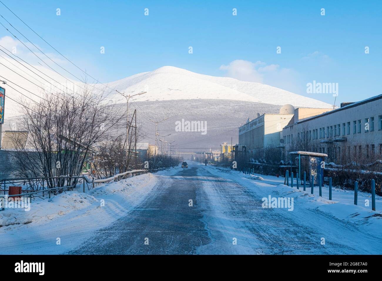 Ville minière UST-Nera. Road of Bones, République de Sakha, Yakutia, Russie Banque D'Images