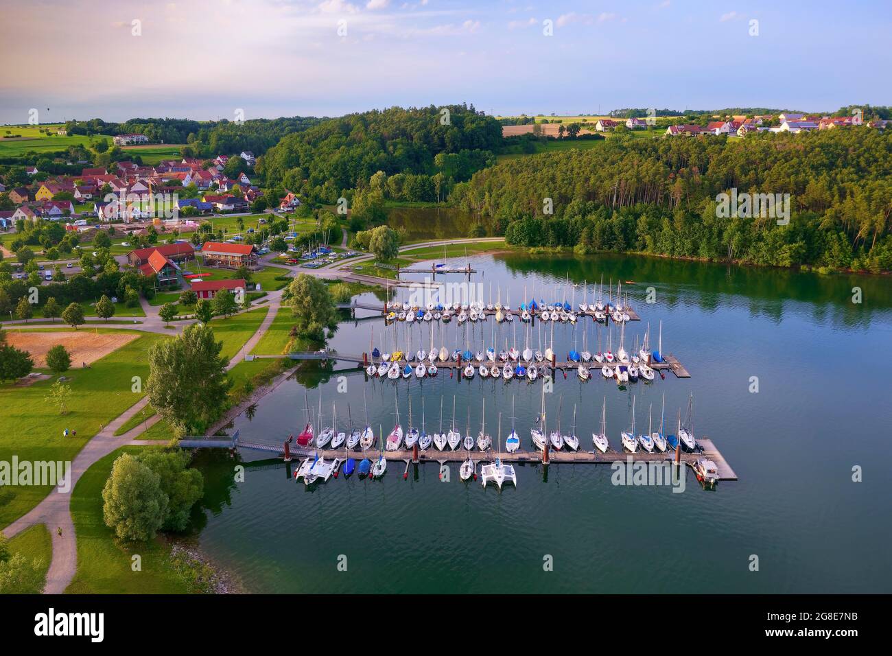 Vue aérienne, port de plaisance, marina, lido Enderndorf, Grosser Brombachsee, Enderndorf am See, quartier de la ville de Spalt, district des lacs de Franconian Banque D'Images